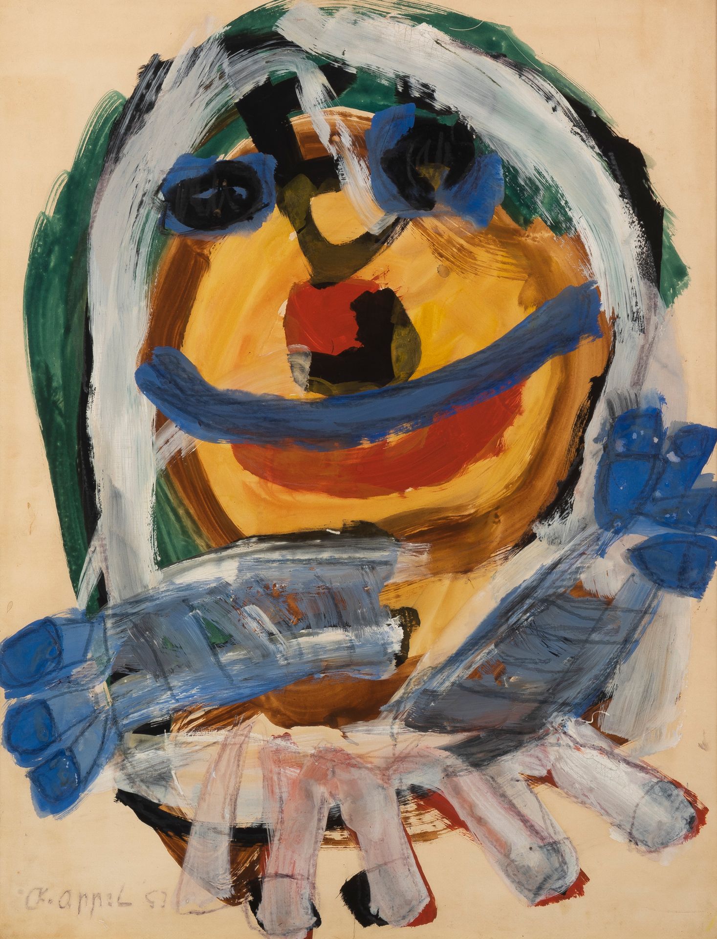 Karel Appel (1921-2006) Composition 3, 1953
Gouache on paper mounted on canvas.
&hellip;