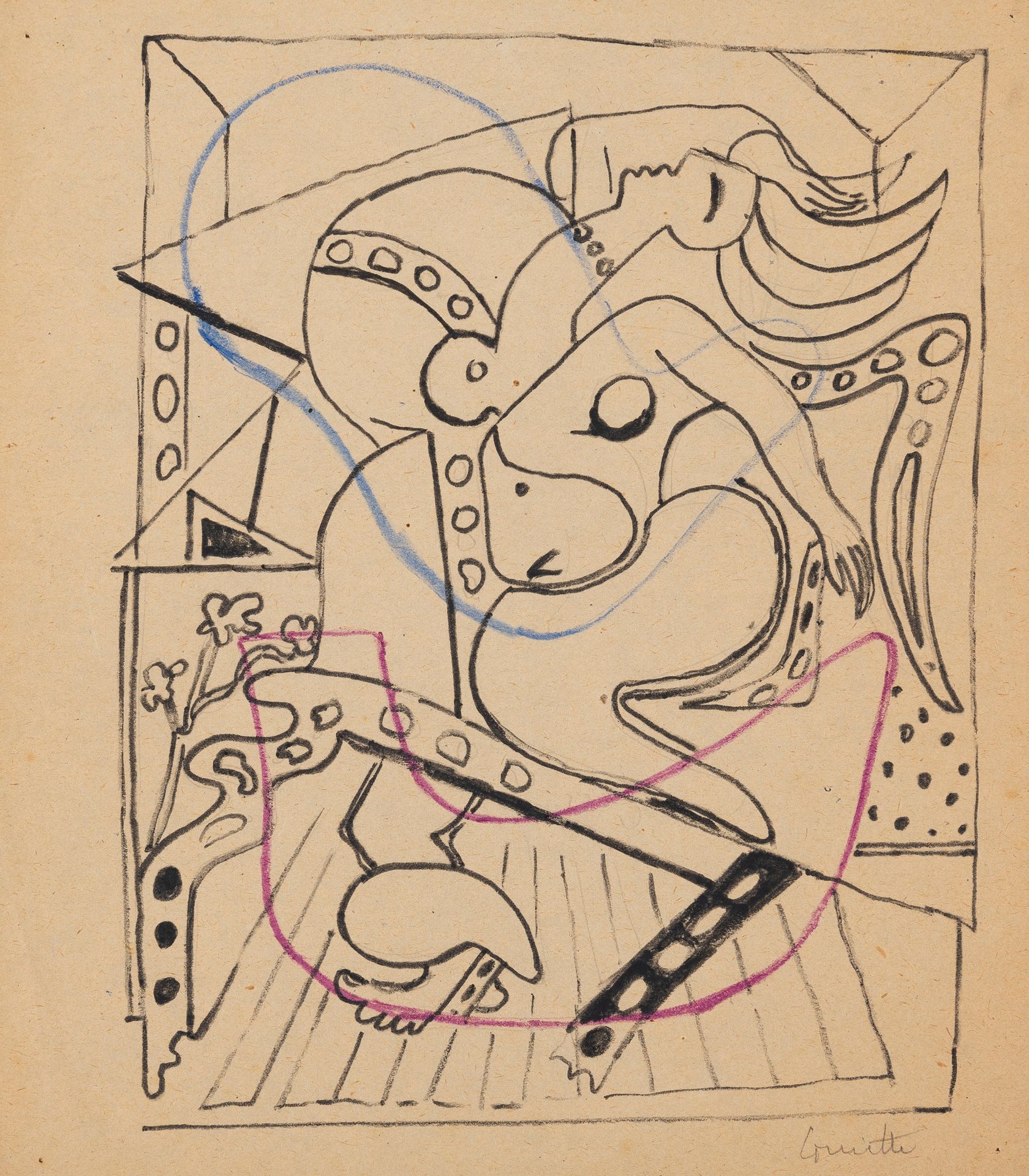 René Guiette (1893-1976) 无题
纸上毛笔。
右下方签名。
Viltstift op papier.
Rechts onderaan ge&hellip;