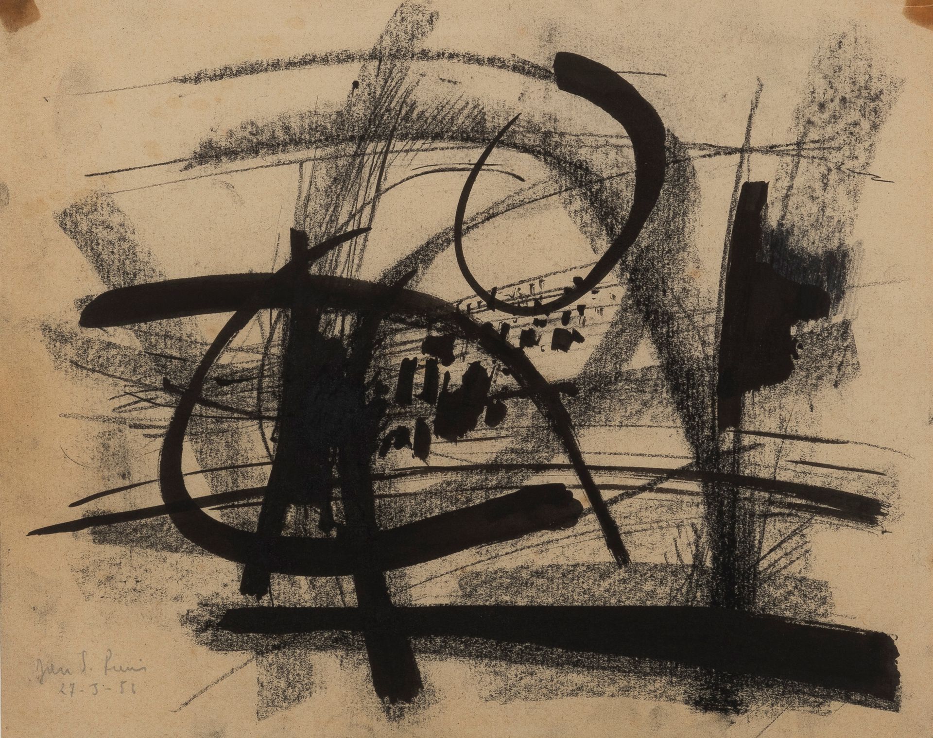 JAN SAVERYS (1924-2017) Untitled, Paris, 1951
Ink and charcoal on paper.
Signed,&hellip;