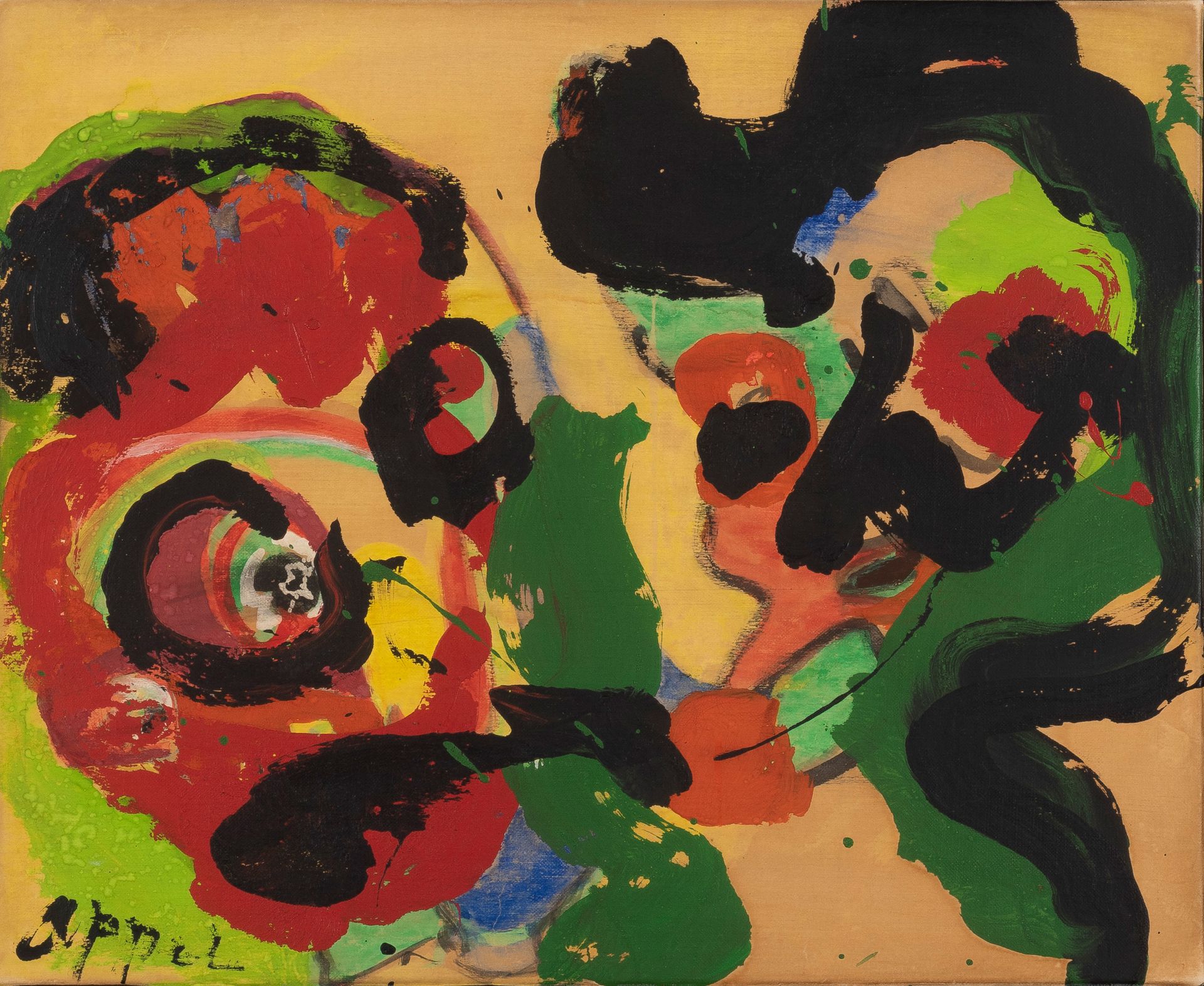 Karel Appel (1921-2006) 人物，约1980年
丙烯画在画布上。
左下方签名。
Acryl op papier op doek.
Gesig&hellip;