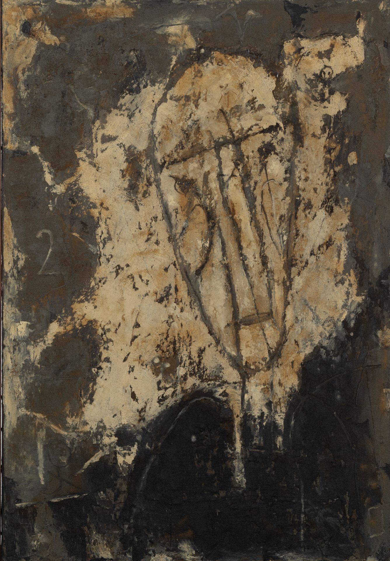 René Guiette (1893-1976) 无题，9.3.51
油和水泥在画布上。
右下方签名。
左下方日期。
Olieverf op doek.
Rec&hellip;