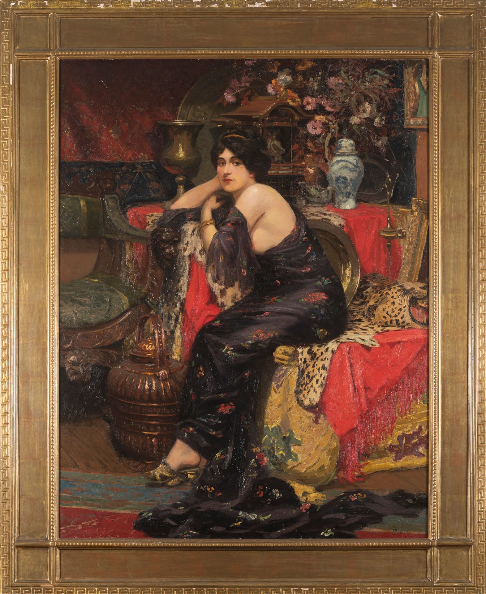CERCLE DE AGAPIT STEVENS (1848-1924) Jeune femme dans un intérieur orientalisant&hellip;