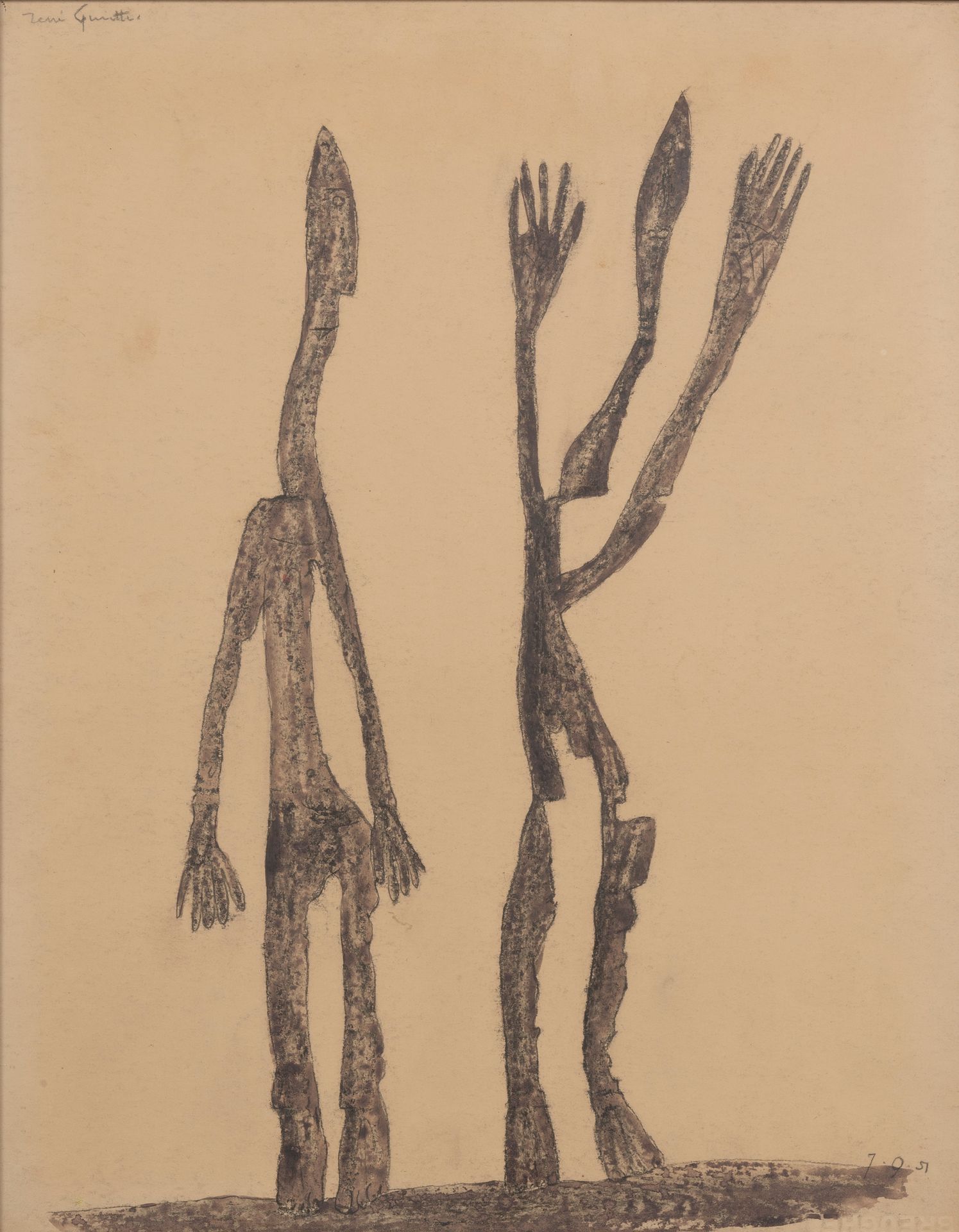 René Guiette (1893-1976) 无题（两幅剪影），1951年9月7日
纸上毛笔。
左下方签名。
右下方日期。
Viltstift op pap&hellip;