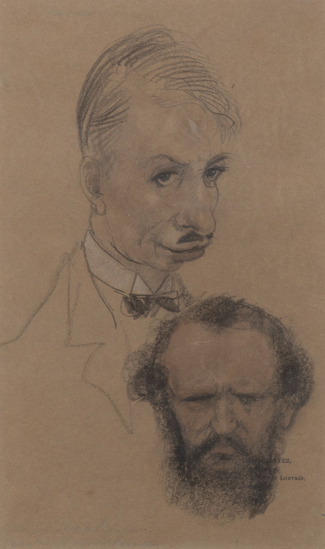 Armand Rassenfosse (1862-1934) 男人的肖像/莱达和天鹅
纸上的粉彩和油性铅笔。
一面有字母印章。
Pastel en vet po&hellip;