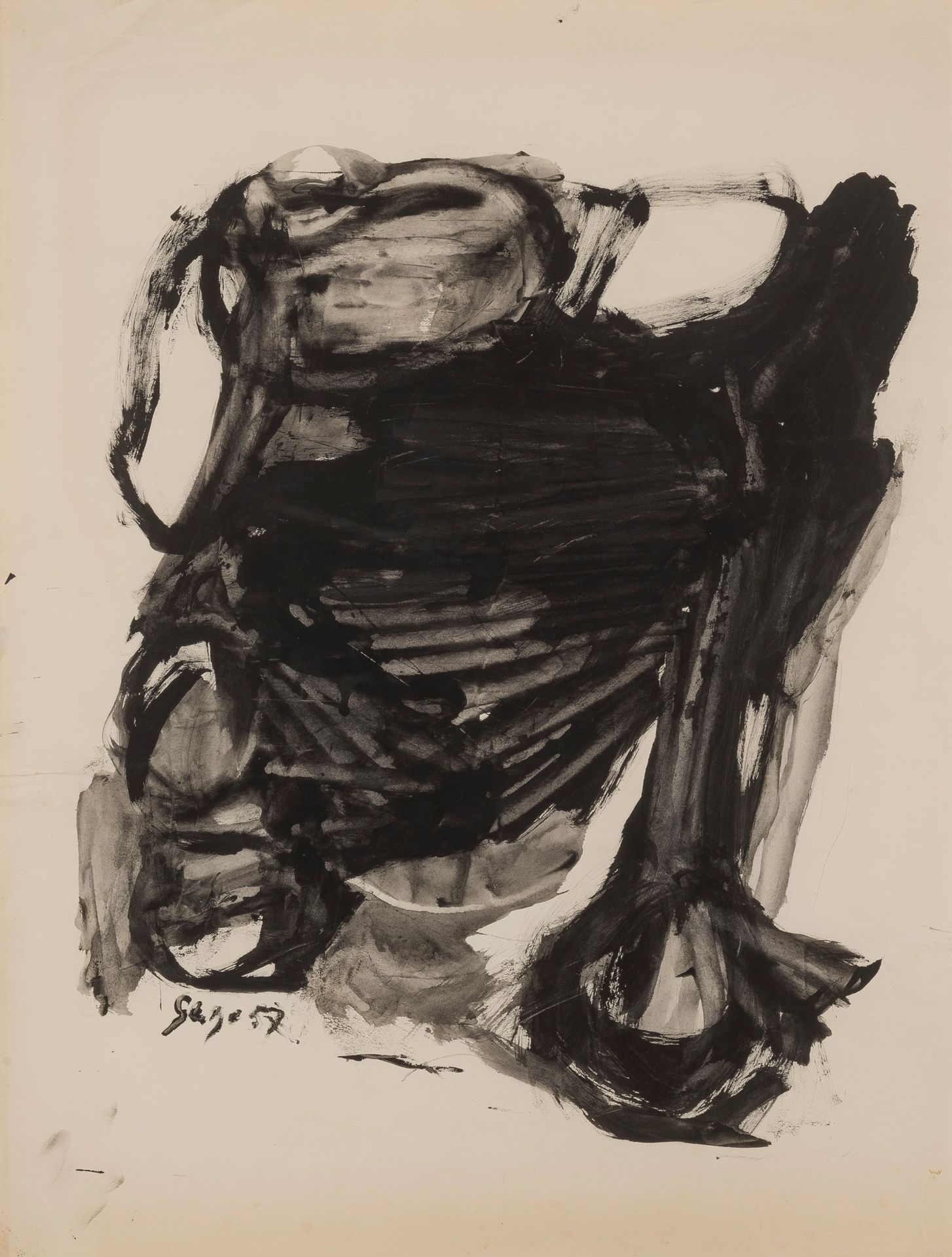Serge Vandercam (1924-2005) 无题，1957
纸上水墨画。
左下角有签名和日期。
Inkt en gewassen inkt op p&hellip;