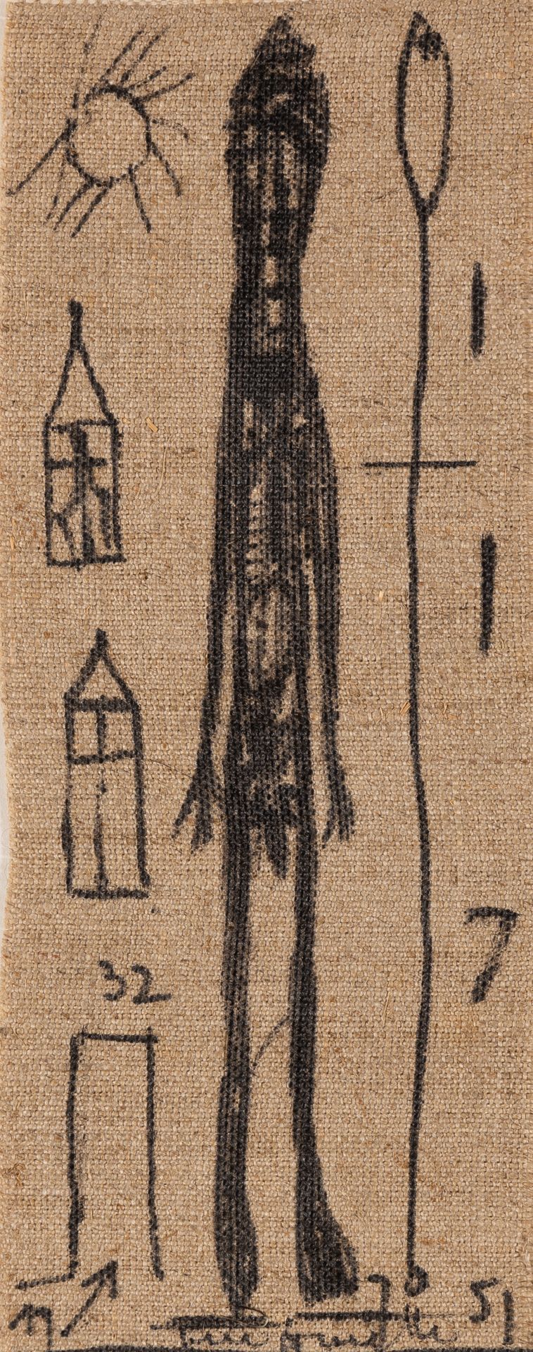 René Guiette (1893-1976) 无题》，11.7.1951
毛笔在织物上。
Viltstift op stof，右下方有签名和日期。
22 x&hellip;