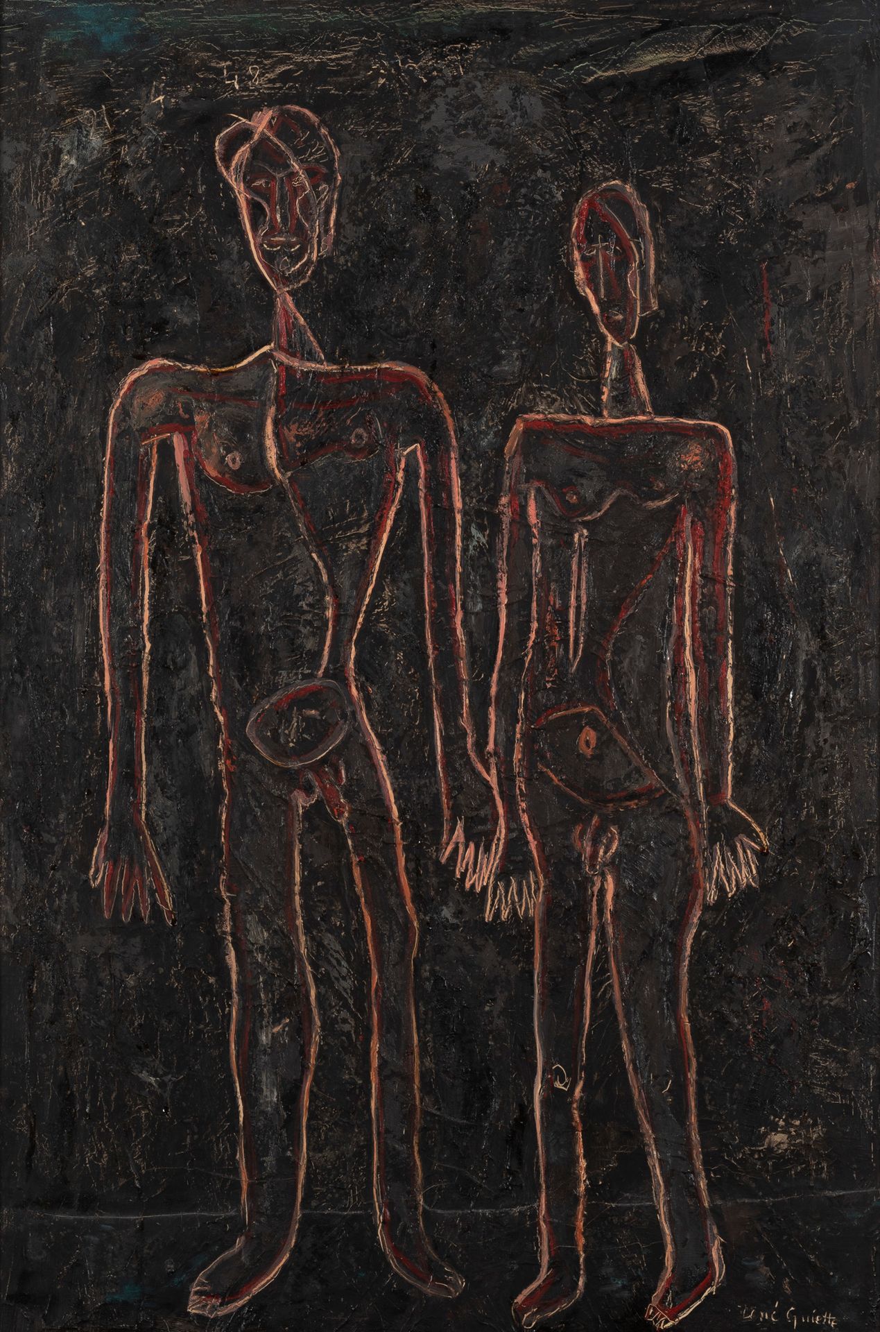 René Guiette (1893-1976) Le couple, 1948
Huile sur toile.
Signée en bas à droite&hellip;