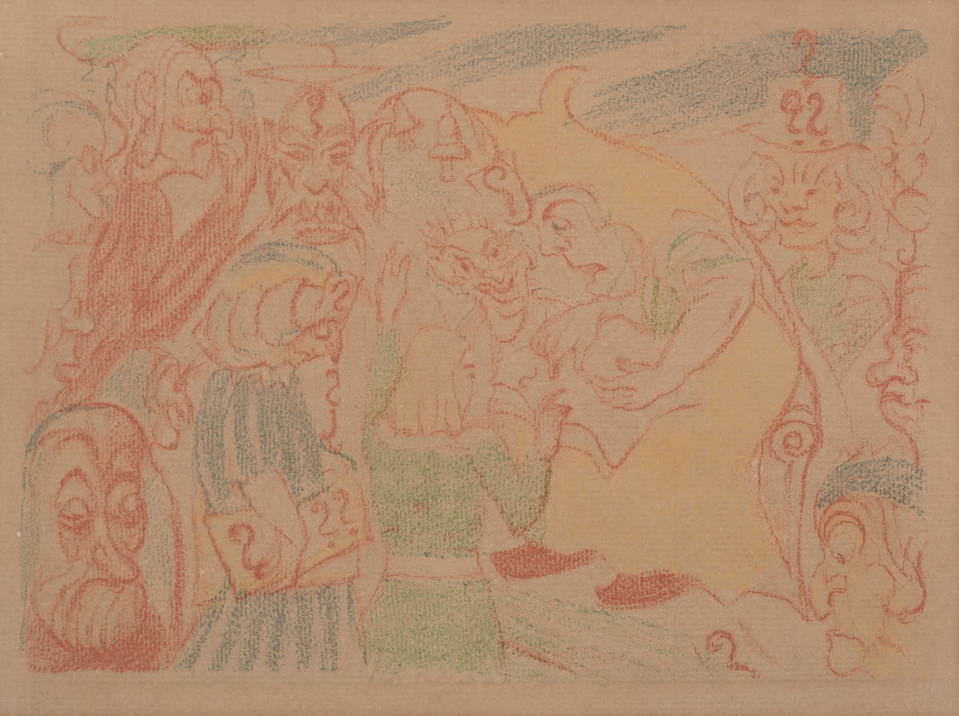 JAMES ENSOR (1860 1949) 基督生活的场景 -
基督和教师。
彩色石版画。
版上有签名。
Lithografie en kleur.
Ges&hellip;