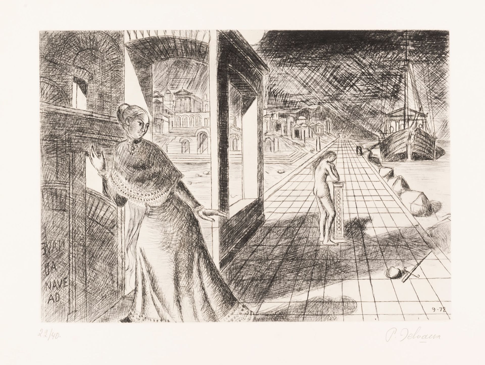 Paul DELVAUX (1897-1994) Pebble and Stylus, 1972.
Etching in black.
Signed and n&hellip;
