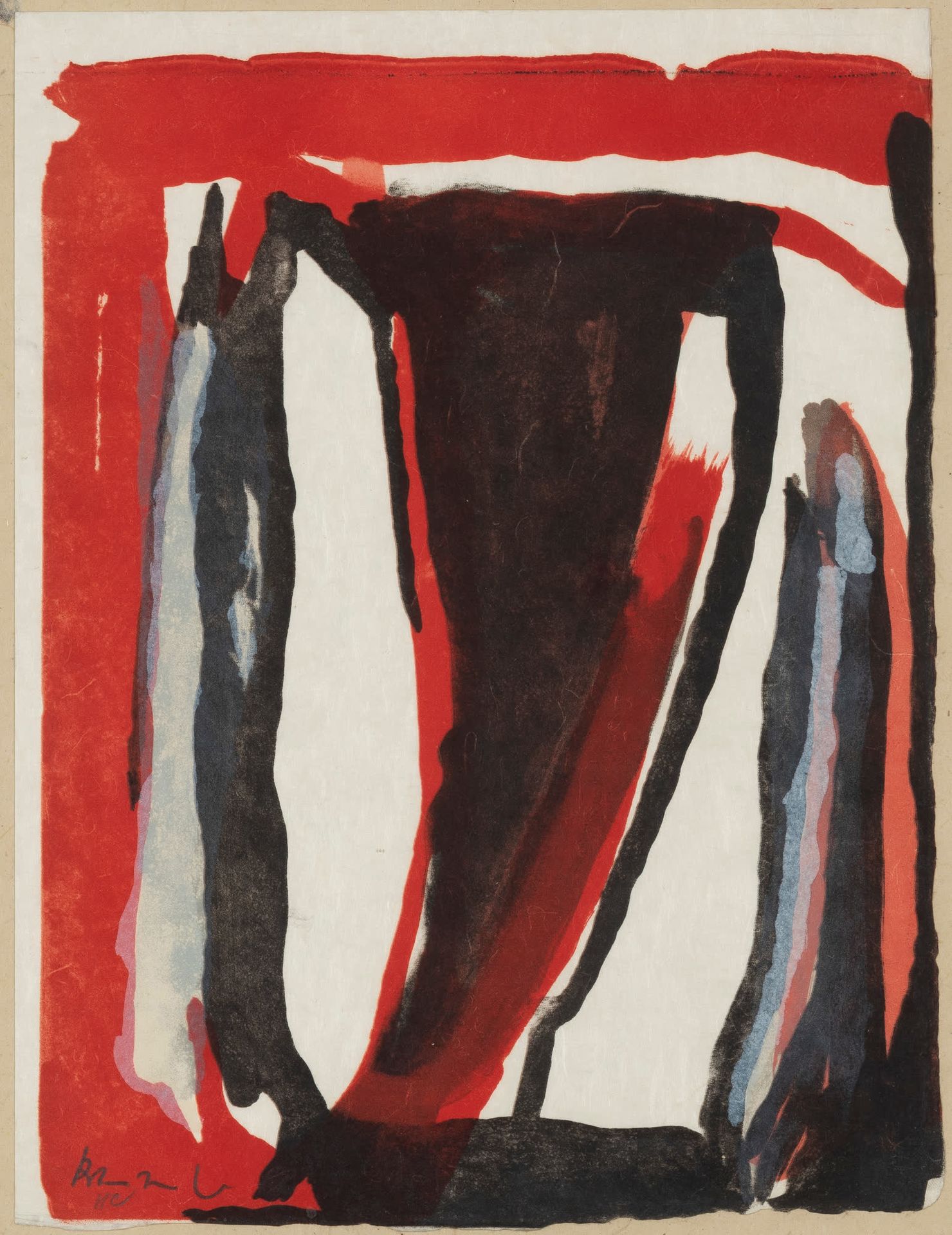 Bram VAN VELDE (1895-1981) Rot-schwarze Komposition.
Farblithografie auf perlmut&hellip;