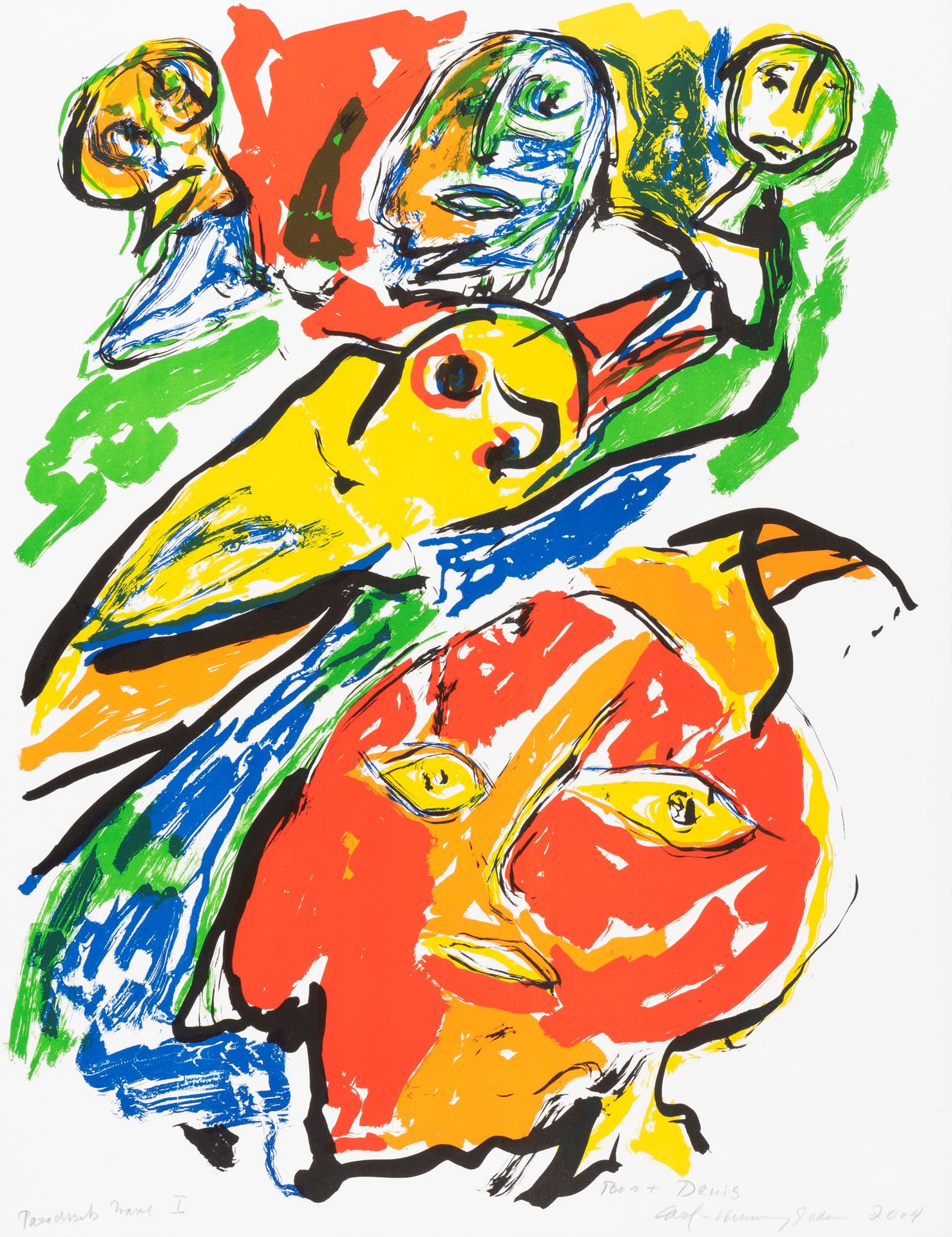 Carl Henning PEDERSEN (1913-2007) Paradisch (...) I,2004.
彩色石版画。
签名，日期，标题和专用。
彩色&hellip;