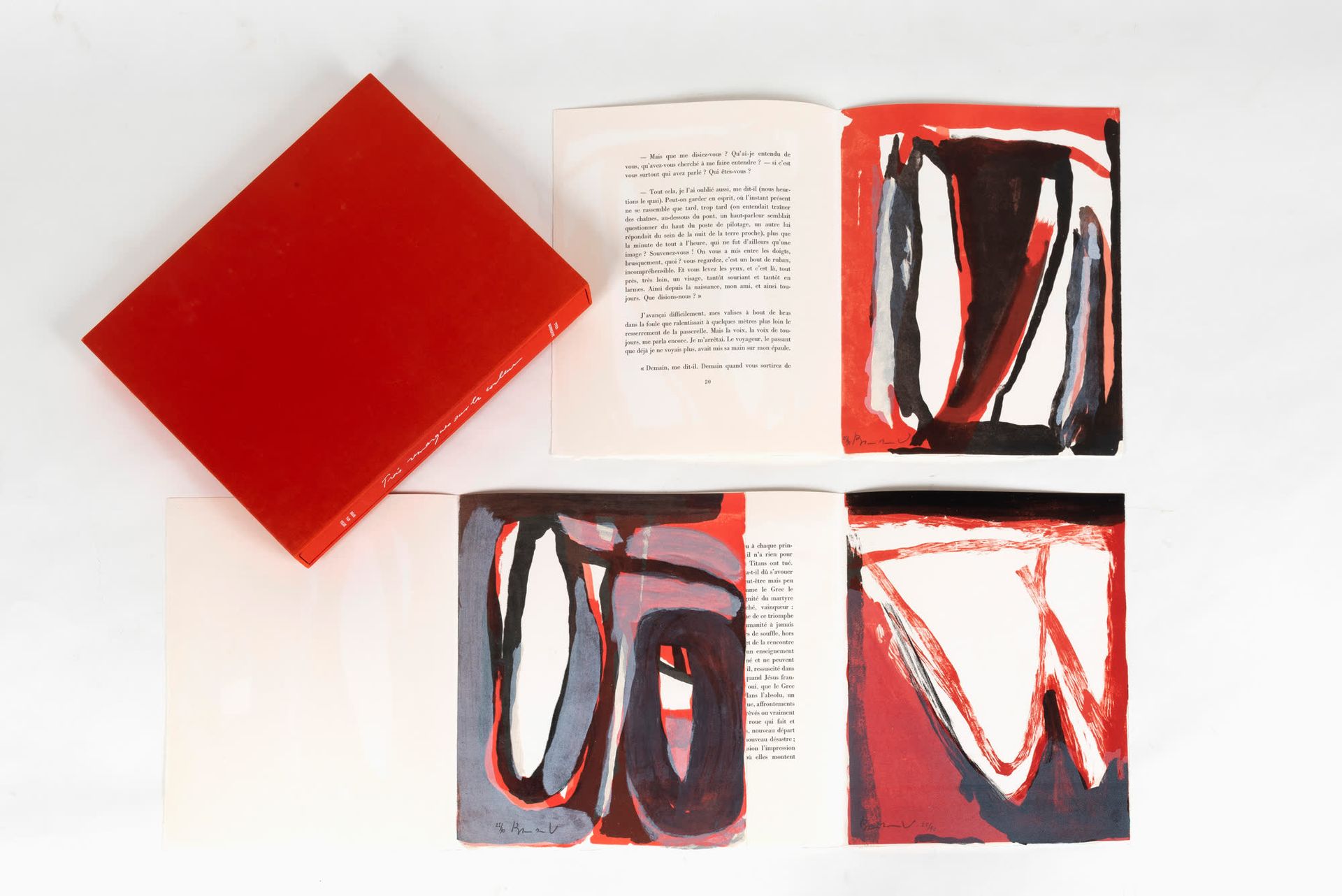Bram VAN VELDE (1895-1981) 
盒子里的书和5幅彩色石板画。
每幅都有签名和编号25/90。文本由Yves Bonnefoy撰写。
Bo&hellip;
