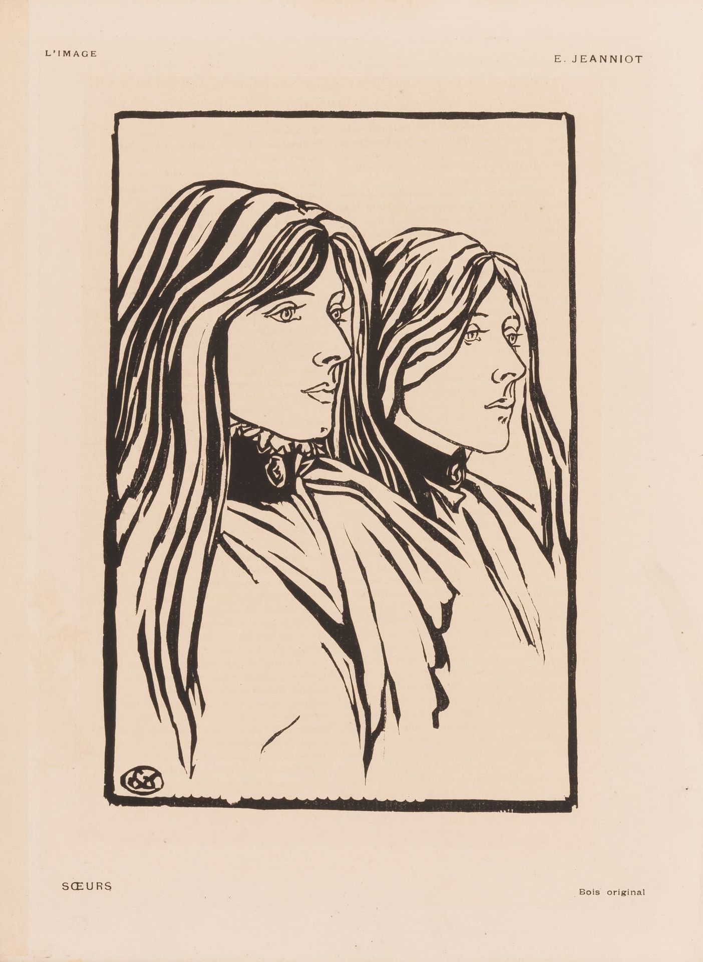 Pierre Georges JEANNIOT (1848-1934) Sœurs.
Gravure sur bois.
Signée dans la plan&hellip;
