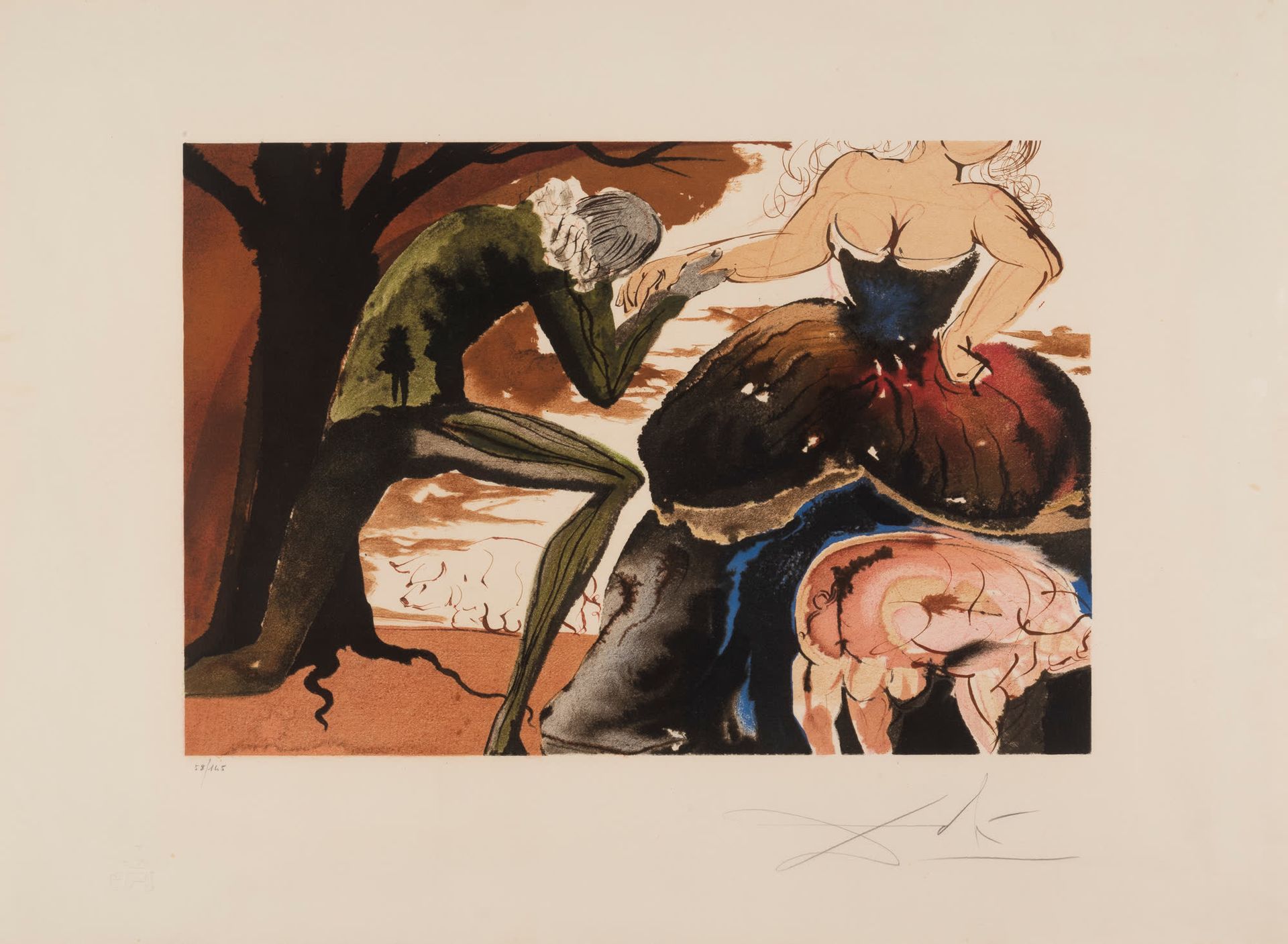 Salvador DALI (1904-1989) Baisemain, 1971 (Lopsinger 1353).
彩色石版画。
铅笔签名并编号为58/14&hellip;