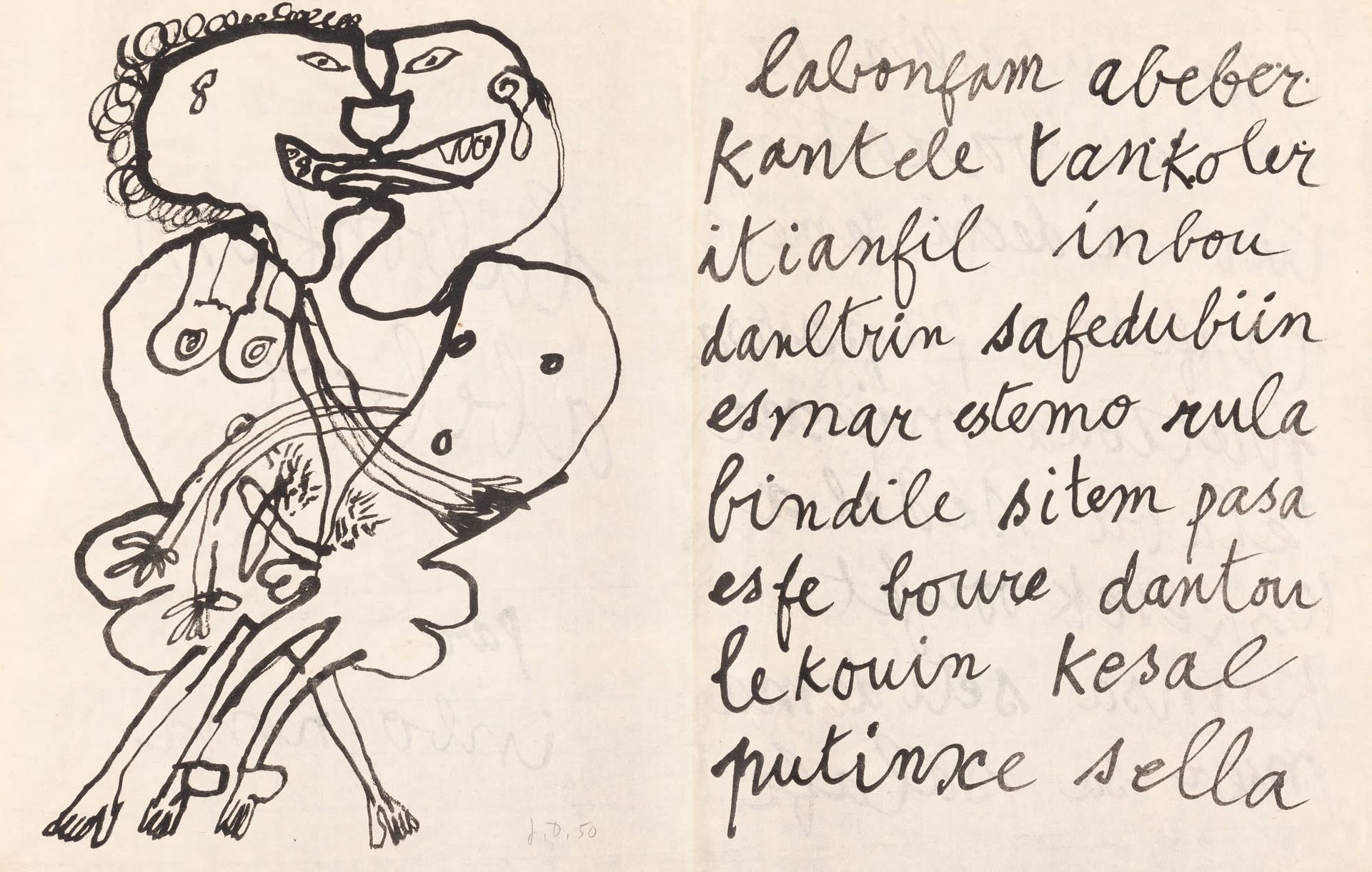 Jean Dubuffet (1901-1985) Labonfam abeber, 1950.
Litografia in nero su Indocina.&hellip;