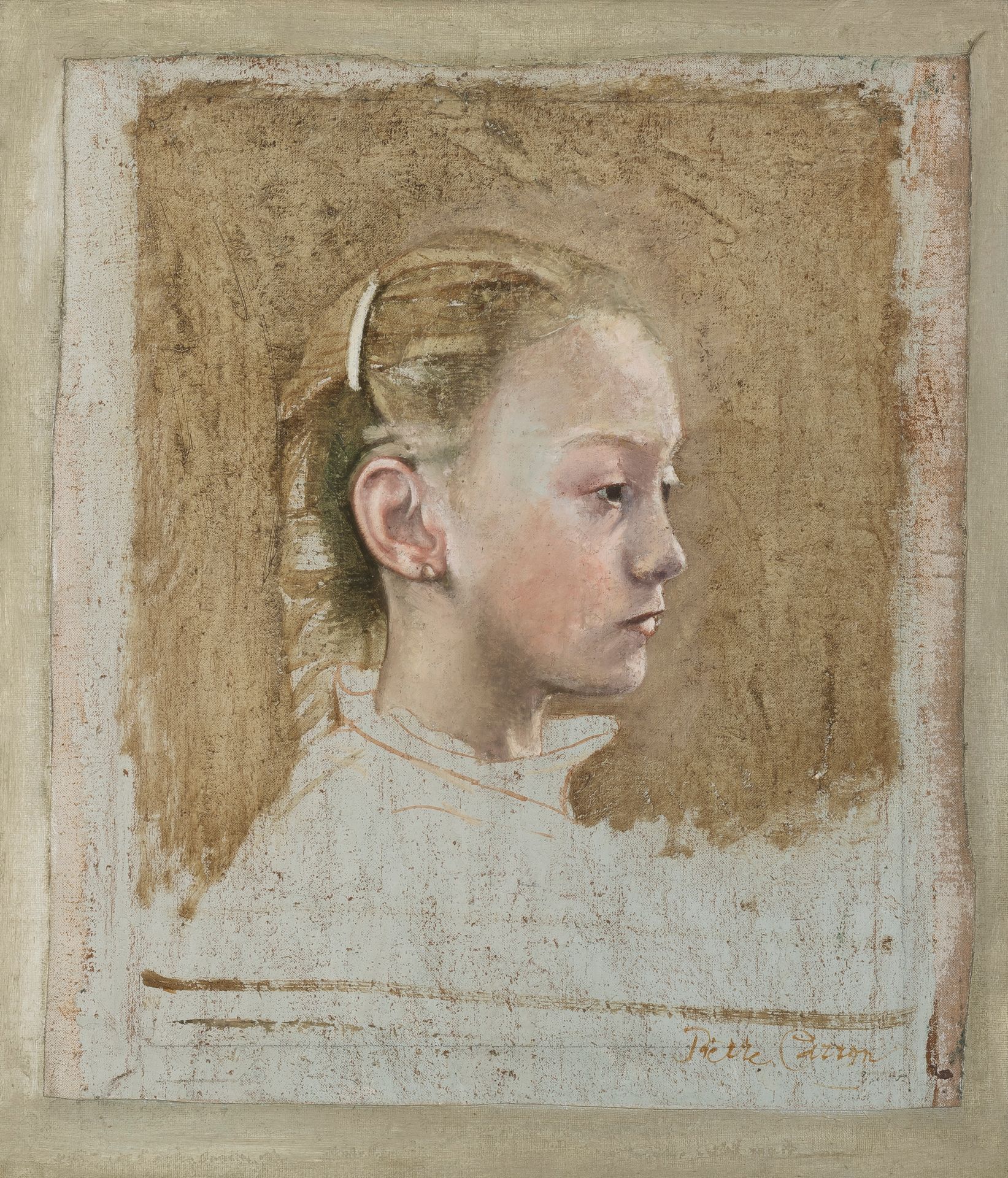 Pierre CARRON (né en 1932) Jeune fille.
Huile sur toile. 
Signée en bas à droite&hellip;