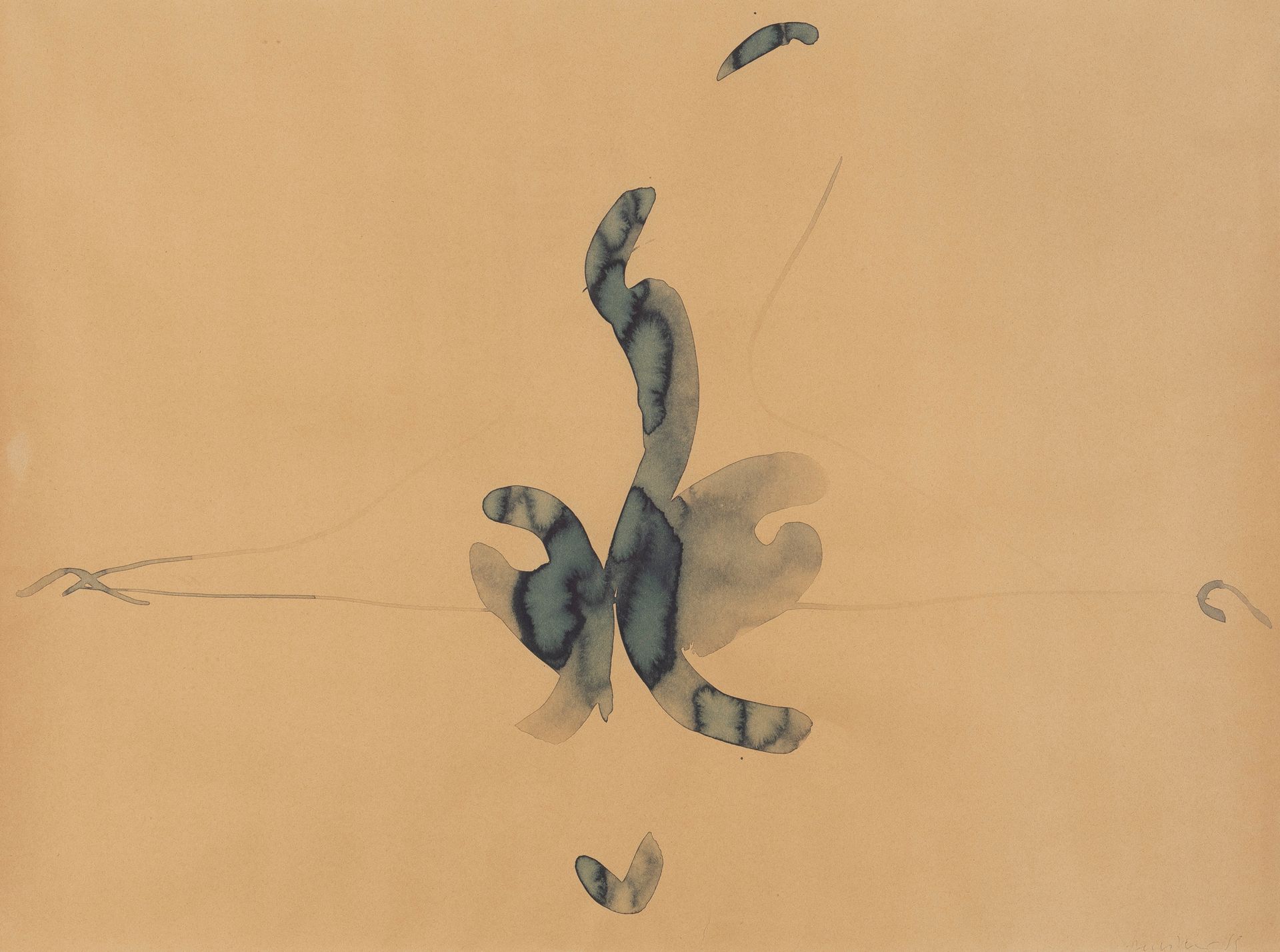 René DUVILLIER (1919-2002) 无题，1988年。
纸上水墨。
右下方签名。
Inkt op papier.
Gesigneerd rec&hellip;