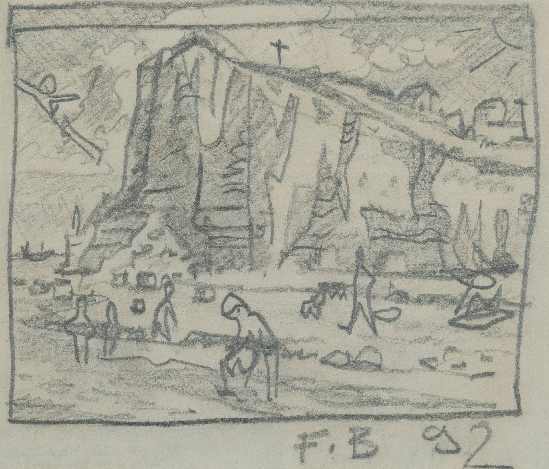 François Boisrond (né en 1959) 
Fécamp的悬崖，1992年。



纸上铅笔。 



右下方有图案和日期。



在纸上画&hellip;