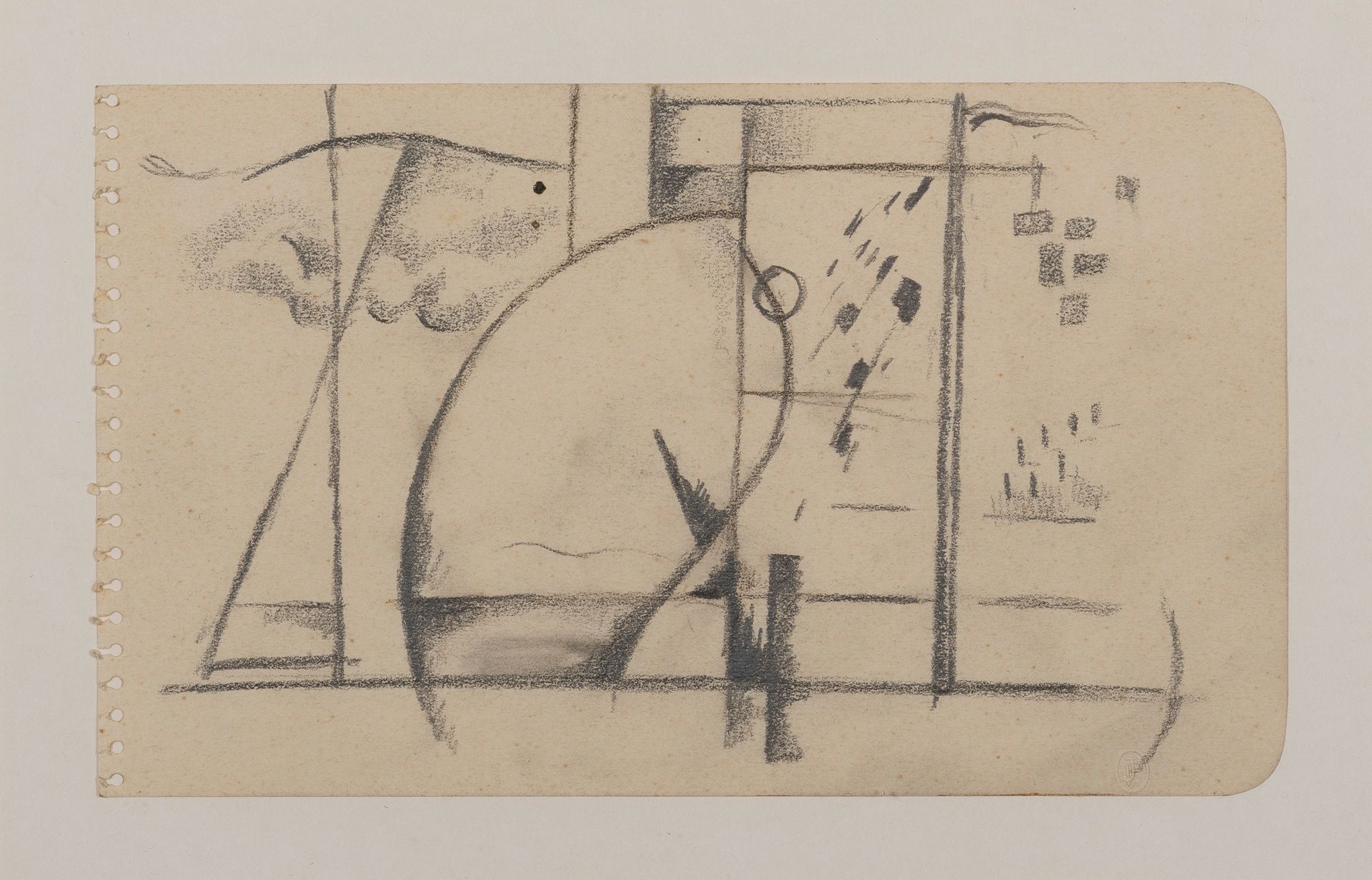 Jean PEYRISSAC (1895-1974) Abstract composition.
Graphite on paper. 
Dry stamp l&hellip;