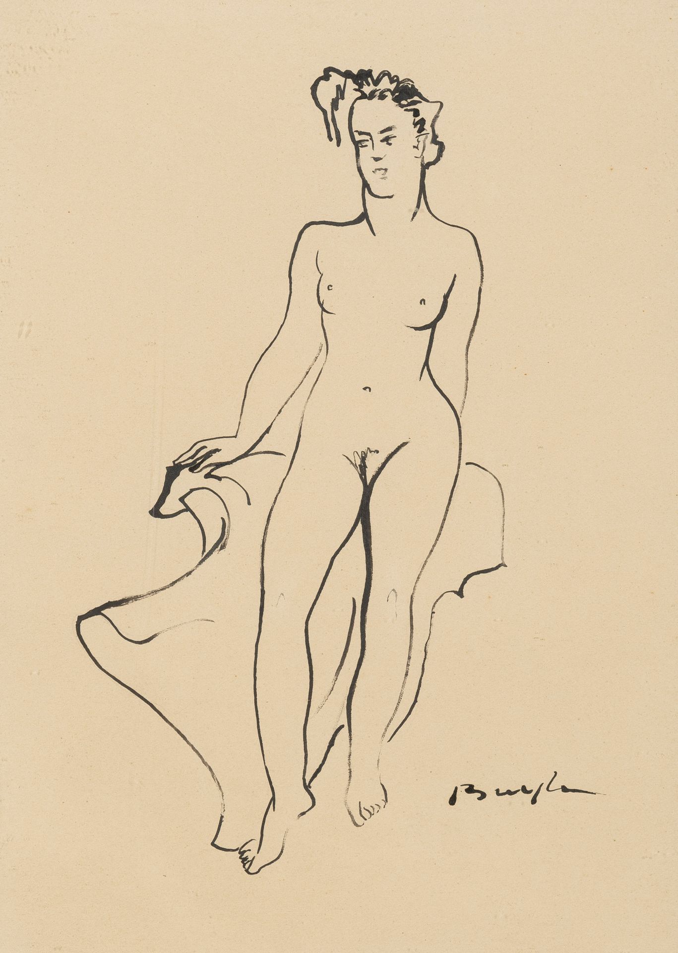 Robert BUYLE (1895-1976) Female nude. 
Ink on paper. 
Signed lower right. 
Inkt &hellip;