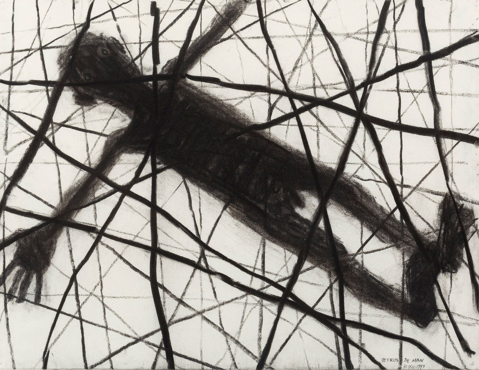 Petrus De Man (né en 1955) Untitled, 1999.
Charcoal on paper. 
Signed and dated &hellip;