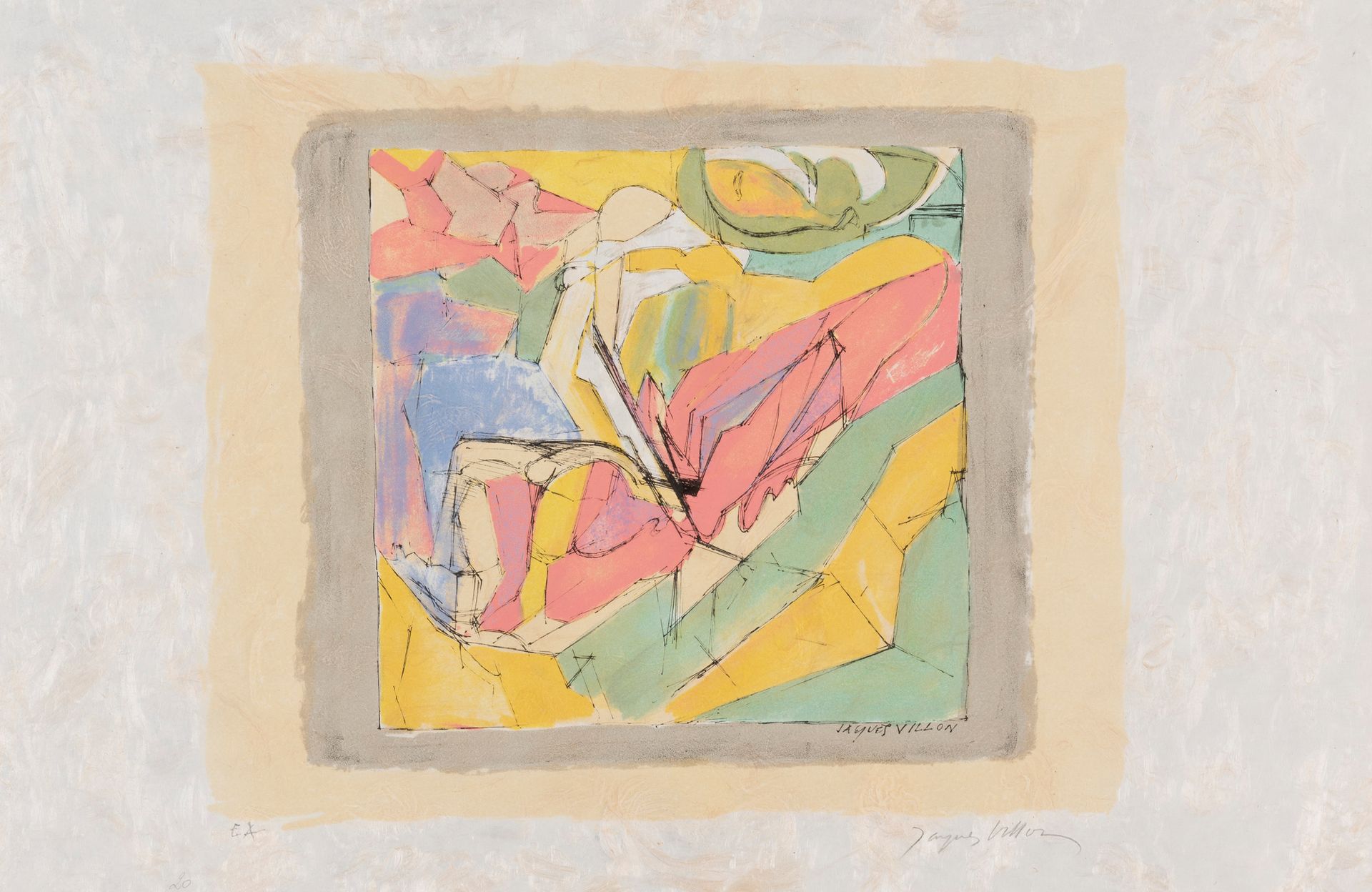 Jacques VILLON (1875-1963) Composition.
Lithographie en couleurs sur Japon nacré&hellip;