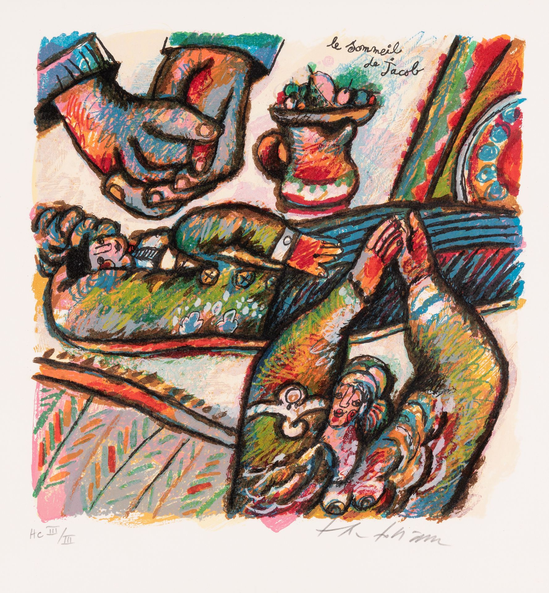 THEO TOBIASSE (1927-2012) Le sommeil de Jacob.
Lithographie en couleurs.
Signée &hellip;