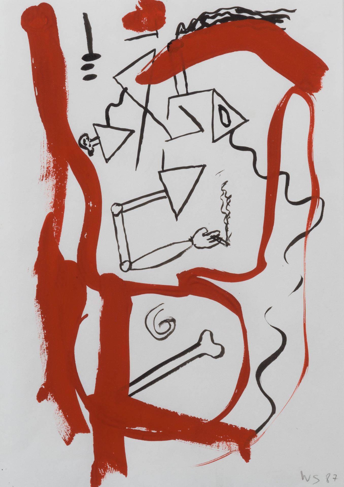 WALTER SWENNEN (NÉ EN 1946) 无题，1987年。
纸上水粉画。
右下方有签名和日期。
水粉画在纸上。
24,5 x 17,5 cm。