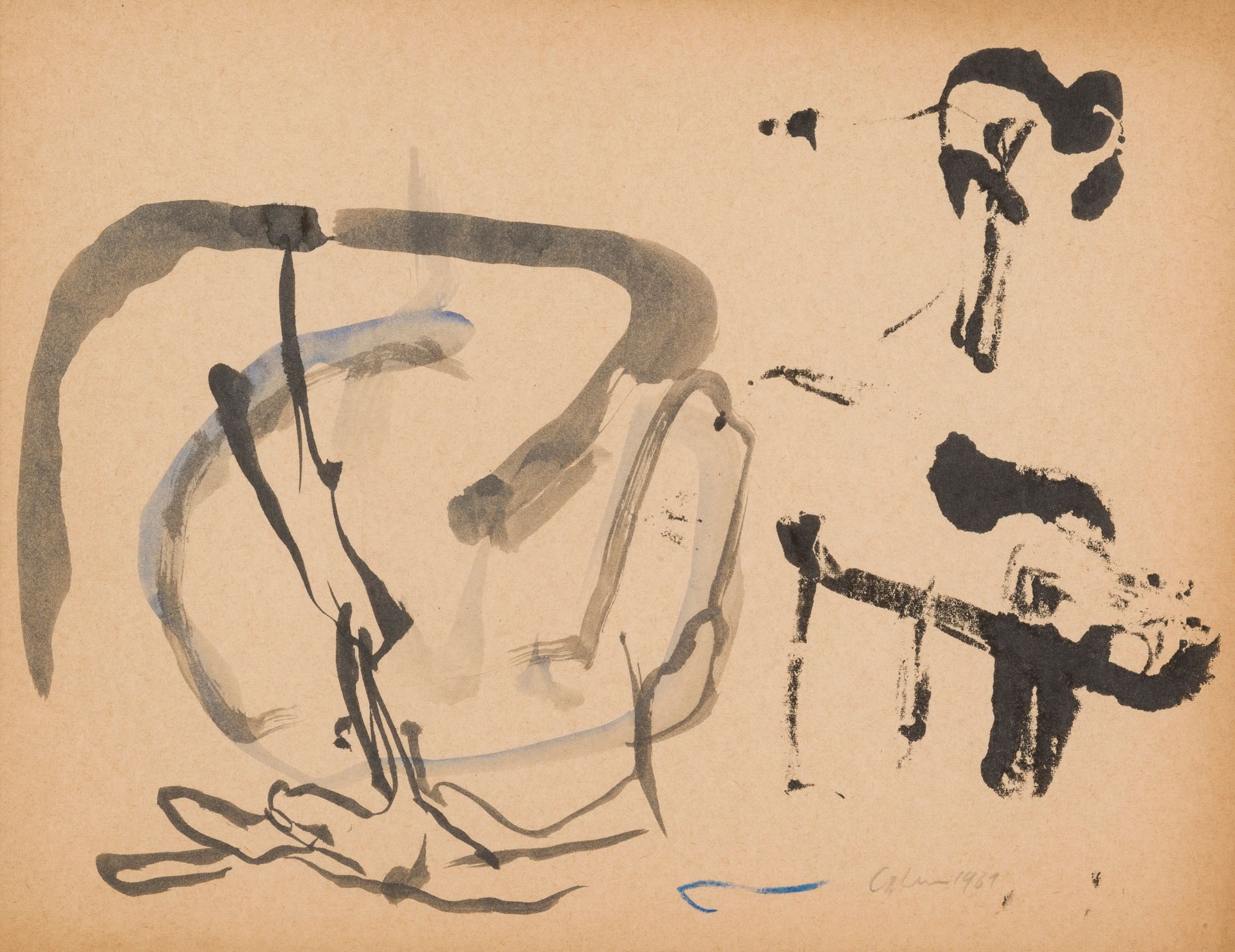 JACQUES CALONNE (1930-2022) Sans titre, 1961.
Encre bleue et noire sur papier
Si&hellip;