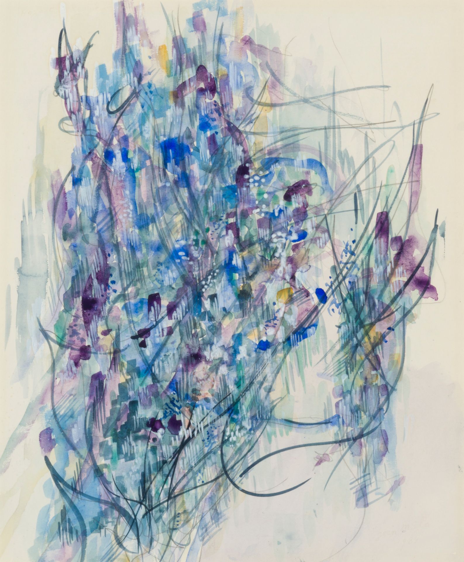 JEAN MILO (1906-93) Composition, 1987.
Gouache sur papier.
Gouache op papier.
39&hellip;