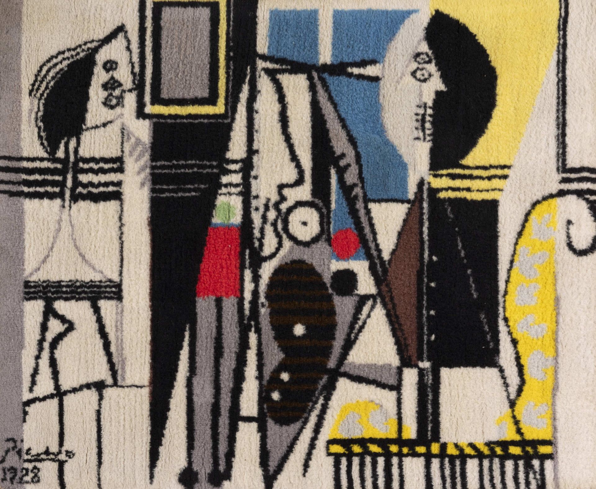 Null PABLO PICASSO（后）（1881-1973 年）《画家和他的模特（后）》挂毯。地毯上有签名。背面标签Wandtapijt.Getekend &hellip;