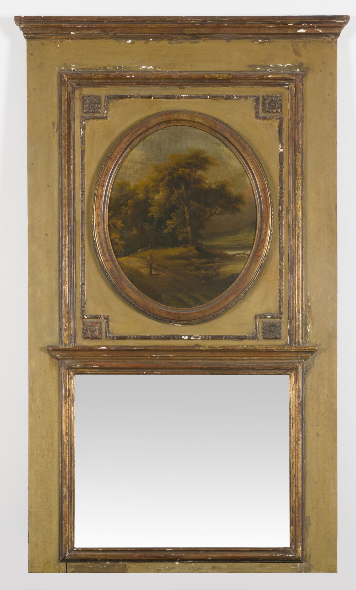 Null Trumeau en bois sculpté, circa 1900

Muni d'un miroir et d'une scène peinte&hellip;