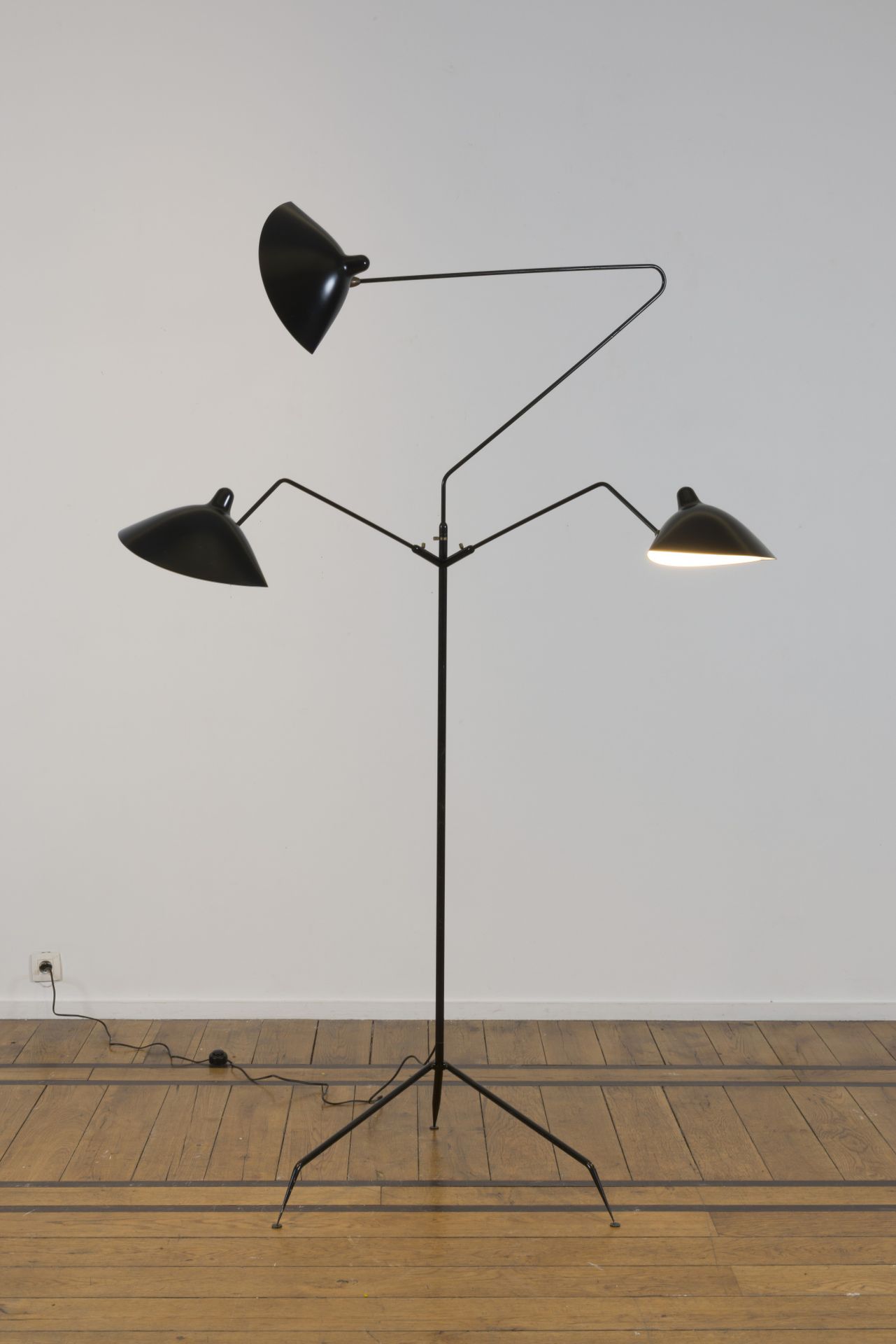 Null Editions Serge Mouille. Three-arm swivel floor lamp, serial number ESM 08.3&hellip;