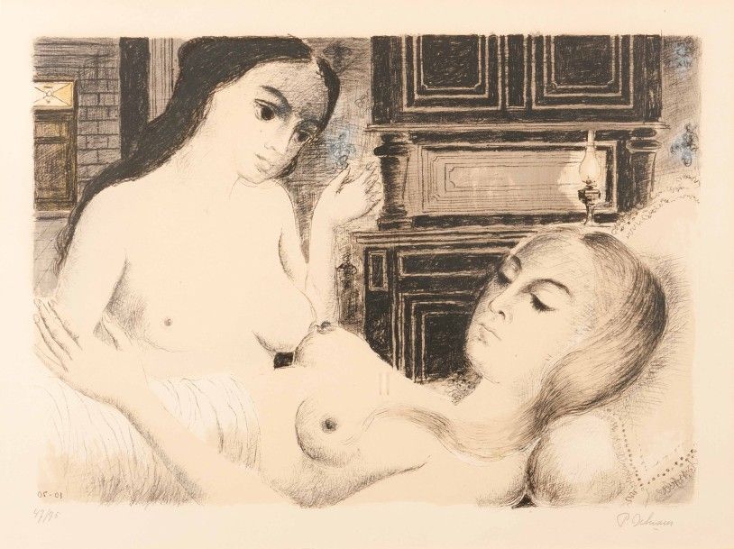 Paul DELVAUX (1897-1994) 
Le sommeil, 1977
Lithographie en couleurs
Signée et nu&hellip;