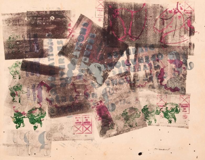 ARMAN (1928-2005) Cachet, 1956
Empreintes de tampons sur papier marouflé sur pan&hellip;