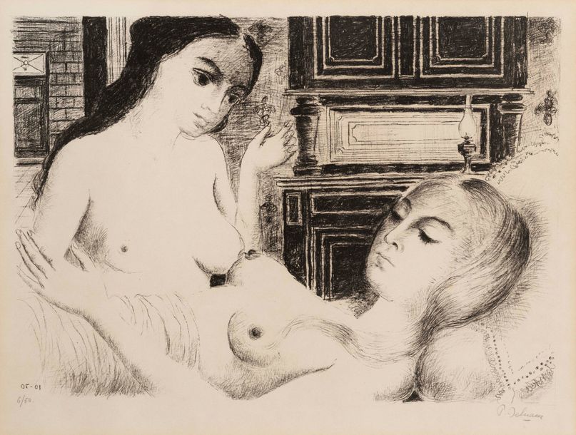 Paul DELVAUX (1897-1994) Le Sommeil, 1970.
Lithographie en noir.
Signée et numér&hellip;