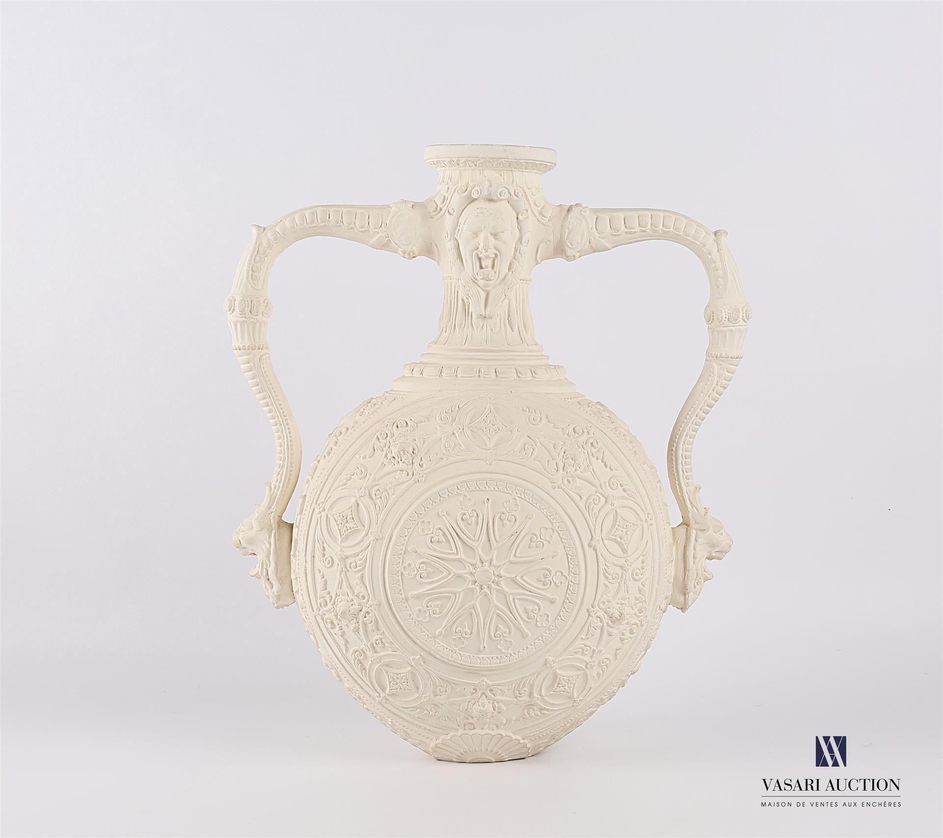 Null Vase in plaster of gourd form with spherical body decorated with alternatin&hellip;