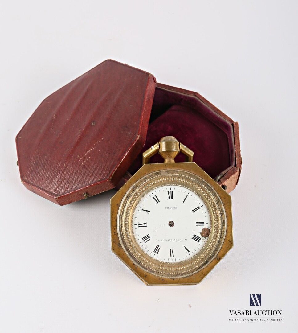 Null Reloj de viaje de bronce de forma octogonal, la esfera esmaltada en blanco &hellip;