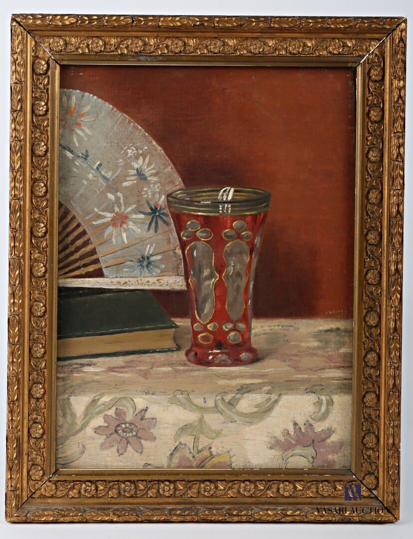 Null 
作者：GRUYN L. (20世纪)




覆盖玻璃的静物和风扇




布面油画




右下方有签名，日期为1916年 

(有一点缺失)

&hellip;