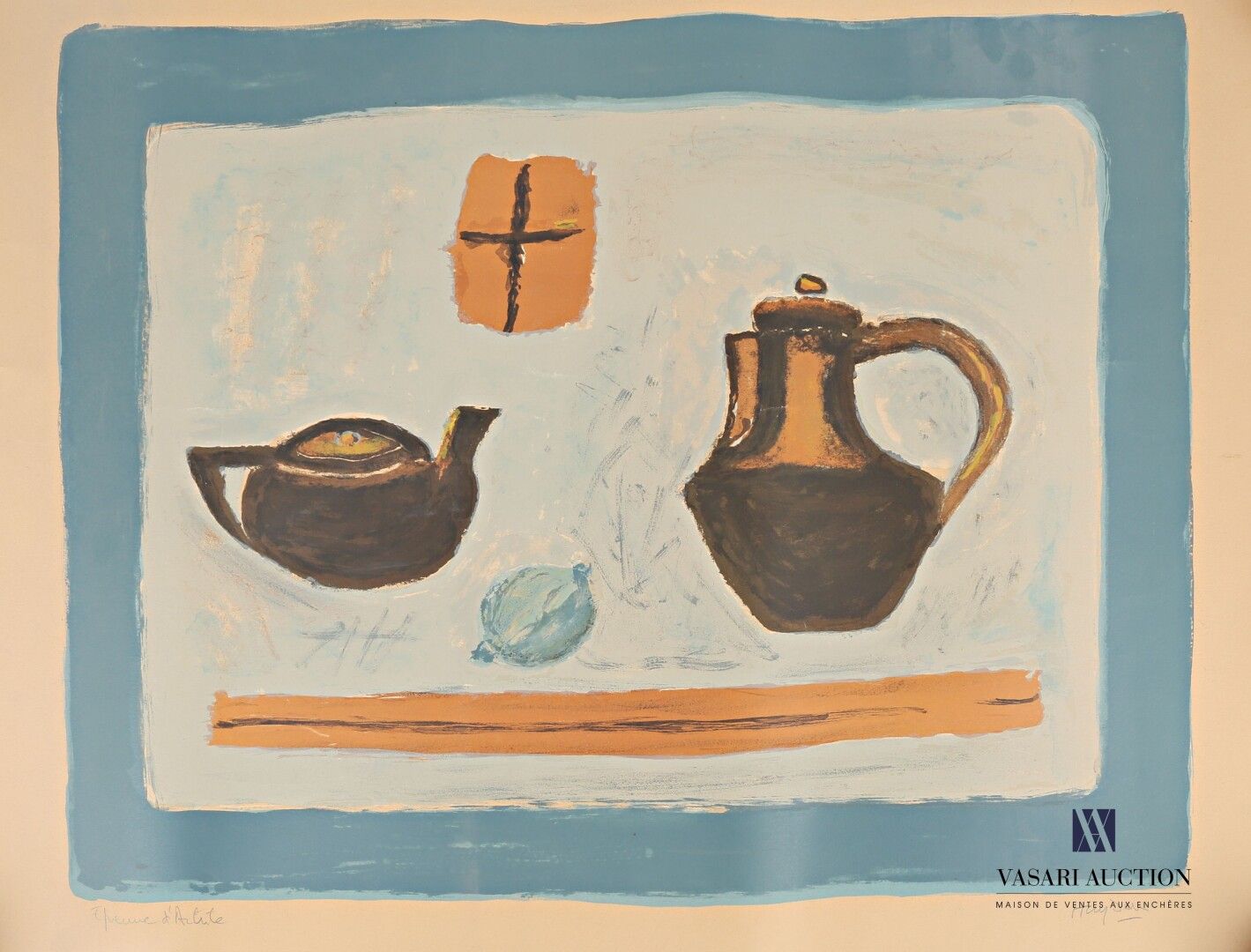 Null 海登-亨利 (1883-1970)

茶壶的静物

彩色石版画

左下角注有 "Epreuve d'artiste "字样 - 右侧有签名

(四角有&hellip;