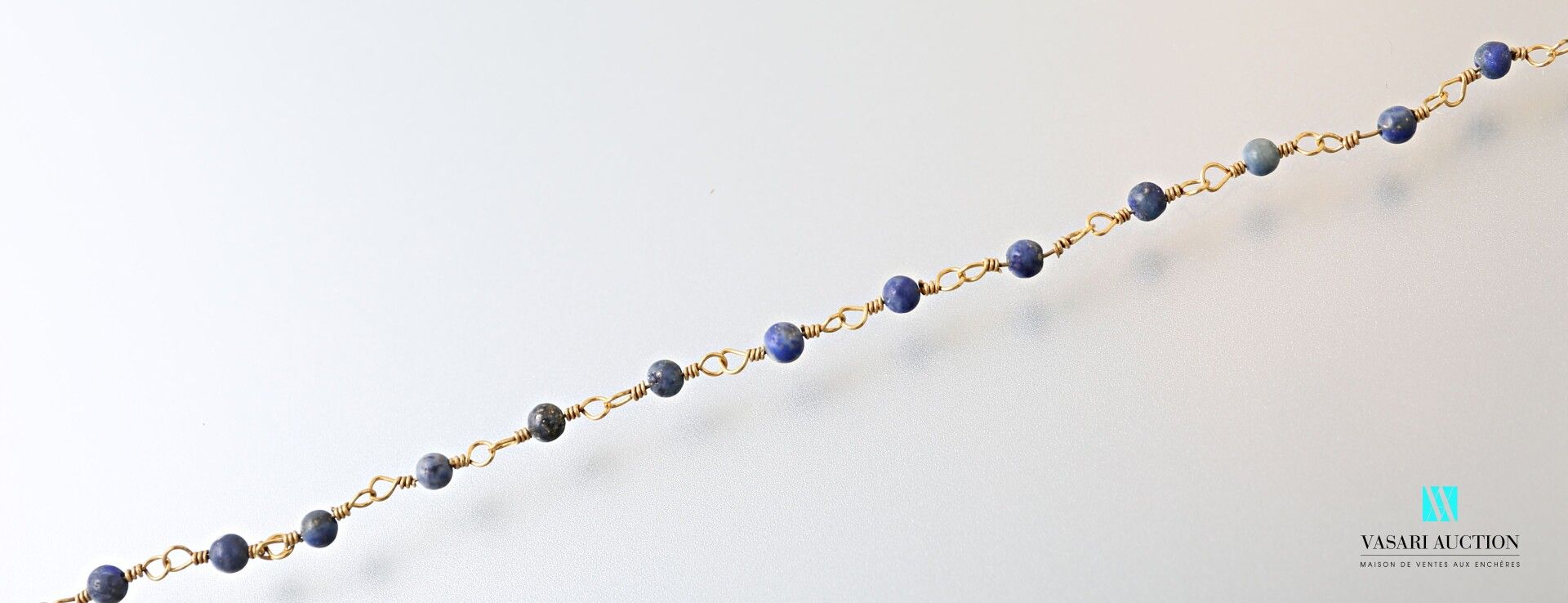 Null Gold plated broken necklace with small lapis lazuli beads. Missing a part o&hellip;