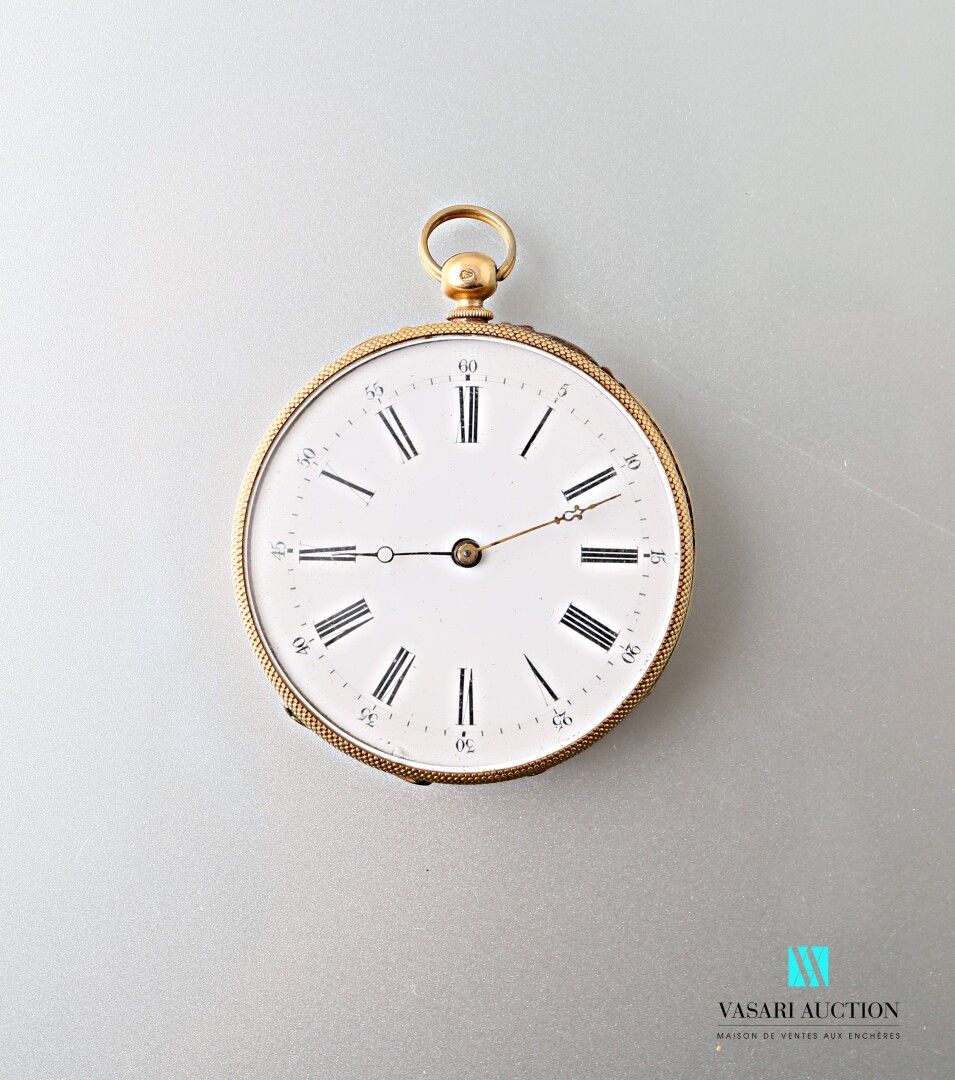 Null Pocket watch in gold 750 thousandths, the dial of round form enamelled whit&hellip;