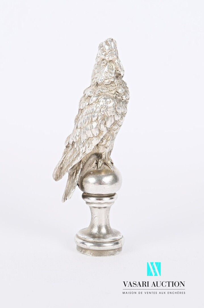 Null 银色盲文盖章，握柄代表一只鹦鹉

重量 : 165,97 g - 高度 : 9 cm高度：9厘米