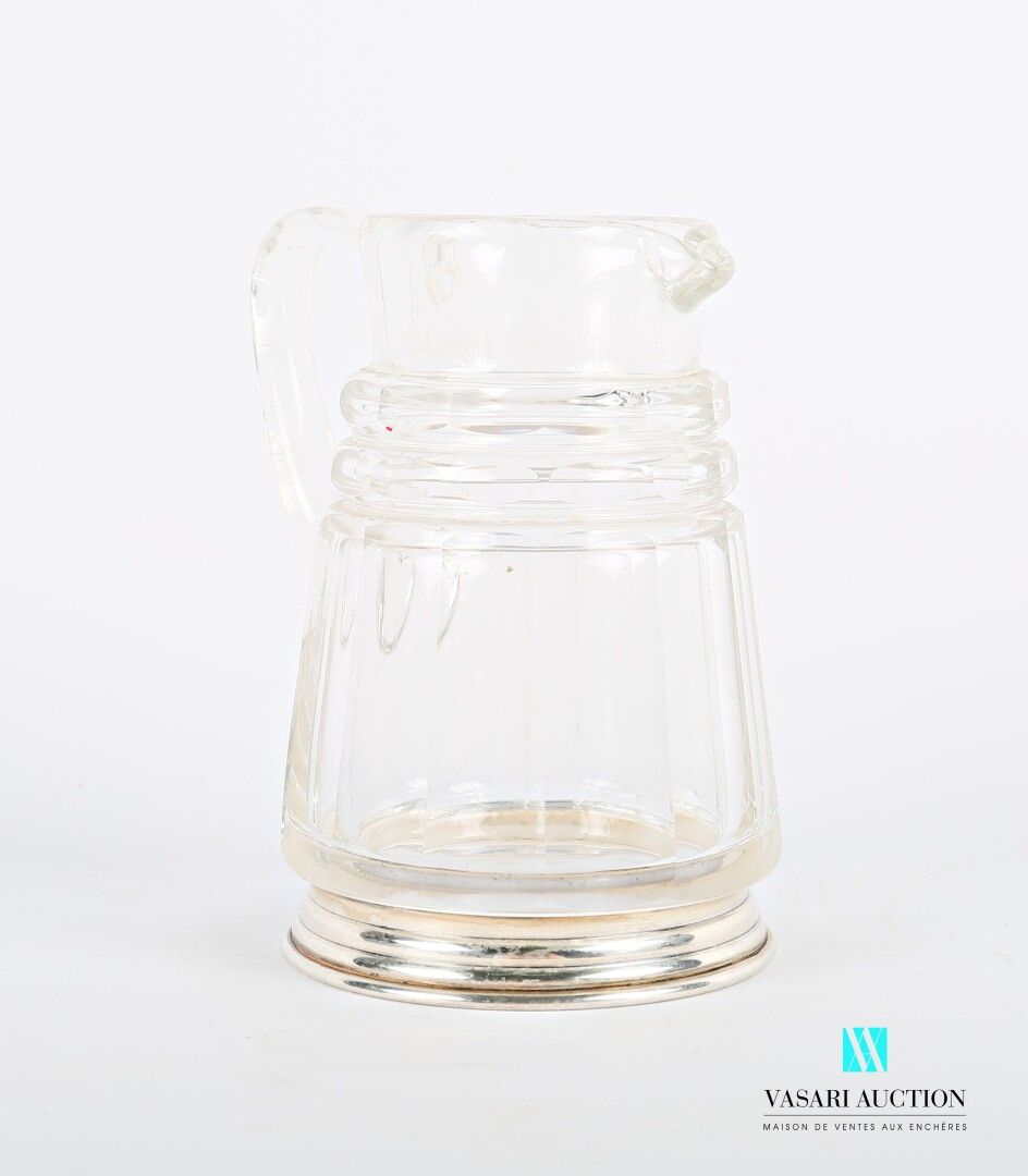 Null Crystal milk jug with cut sides decorated with two notched rings, it rests &hellip;