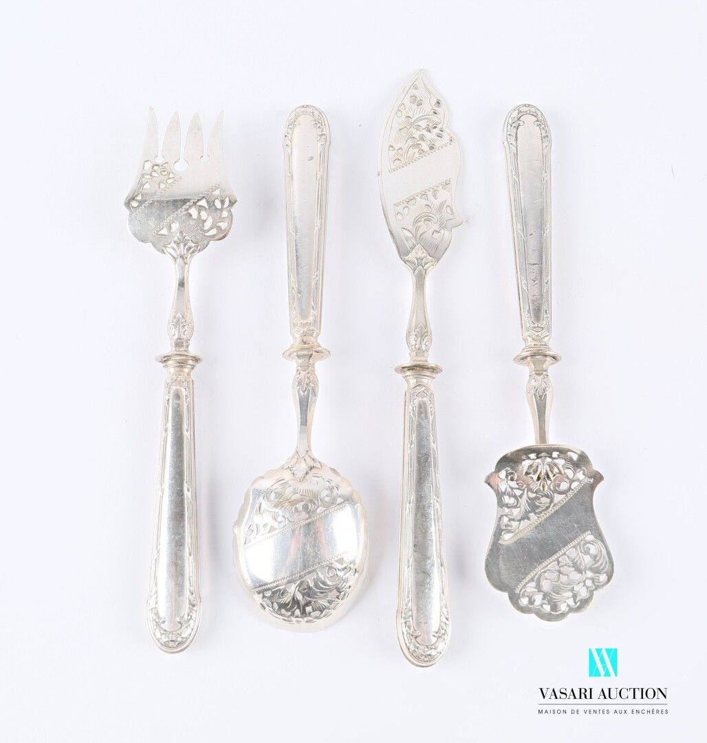 Null Hors d'oeuvre service composed of four pieces, the handle in filled silver &hellip;