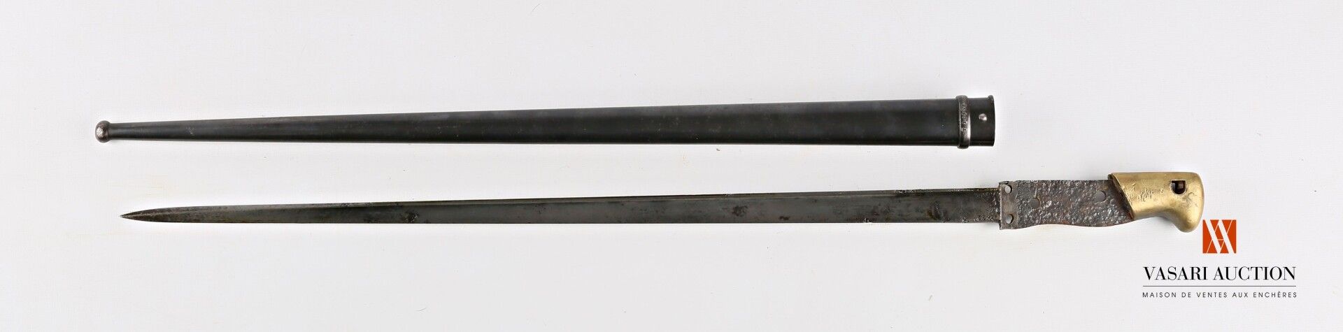Null Baïonnette Gras modèle 1874, lame de 52,2 cm poignée à pommeau laiton, plaq&hellip;