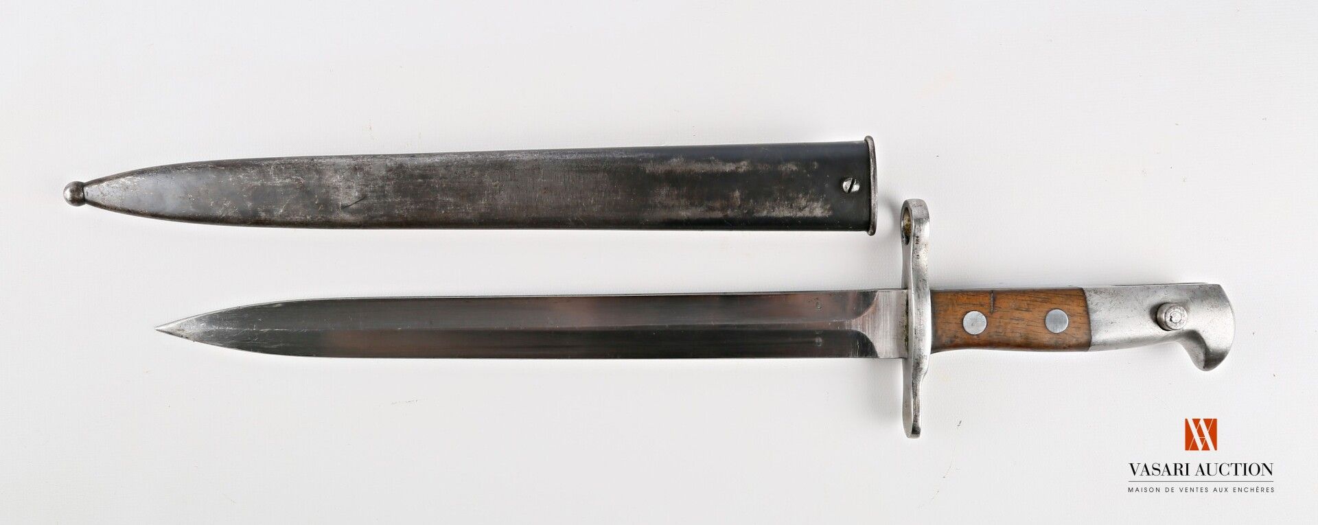 Null Baïonnette Schmidt-Rubin modèle 1918, lame droite de 30 cm, signée au talon&hellip;