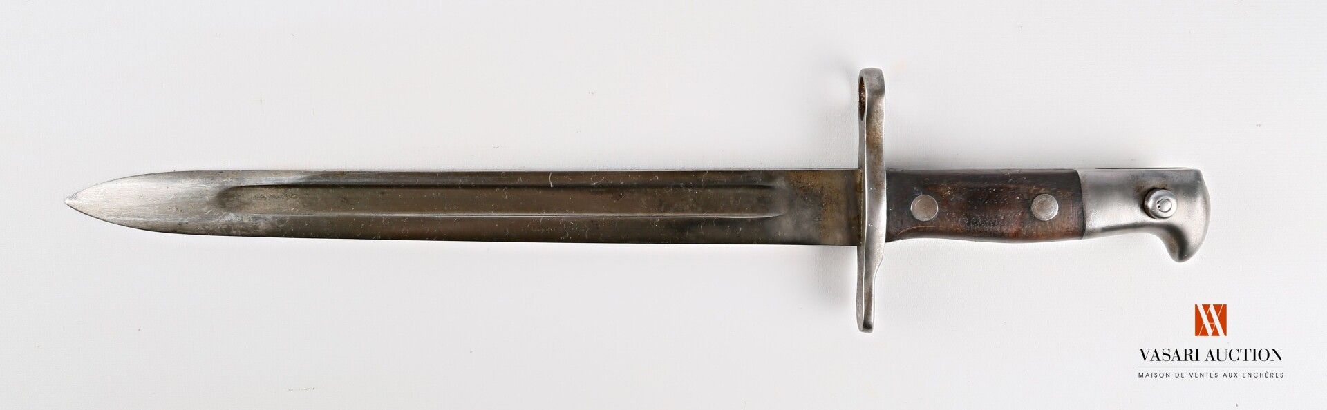 Null Baïonnette Schmidt-Rubin modèle 1889, lame droite de 29,8 cm, signée au tal&hellip;