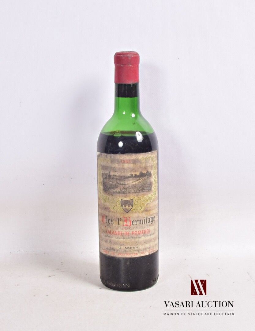 Null 1 Flasche CLOS L'HERMITAGE Lalande de Pomerol 1961

	Verblasst und fleckig.&hellip;