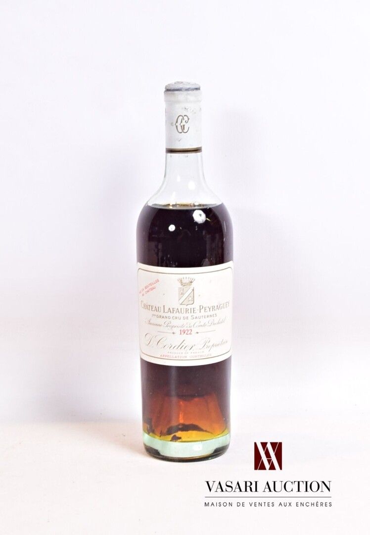 Null 1 botella Château LAFAURIE PEYRAGUEY Sauternes 1er CC 1922

	Et. Ligerament&hellip;